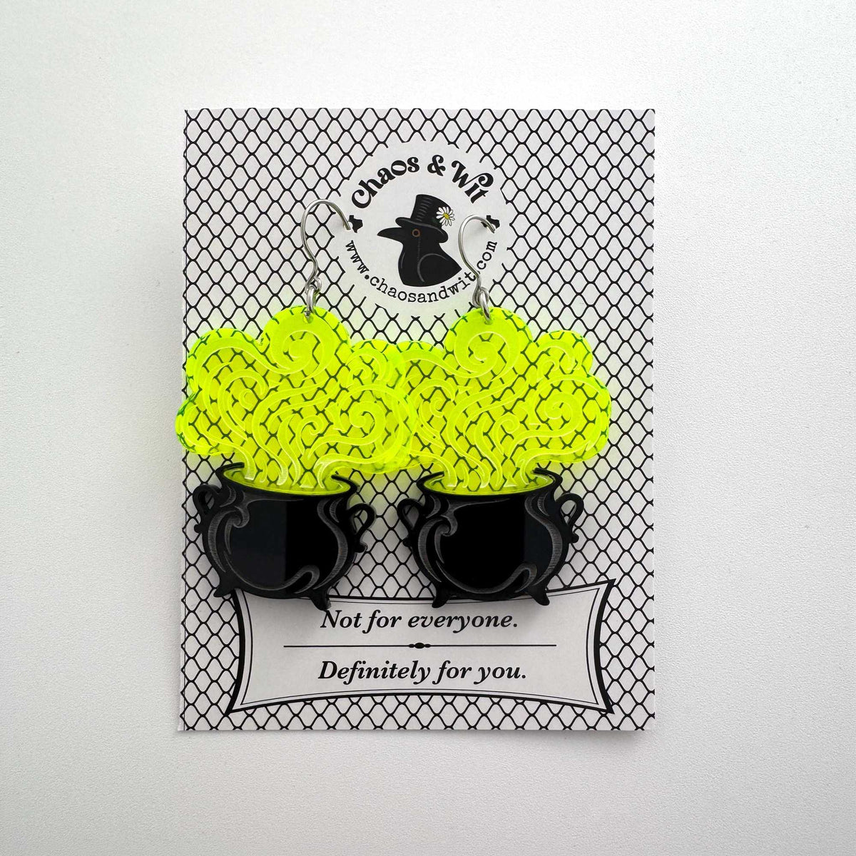 Handmade Cauldron Acrylic Earrings | Witchy Halloween Accessories