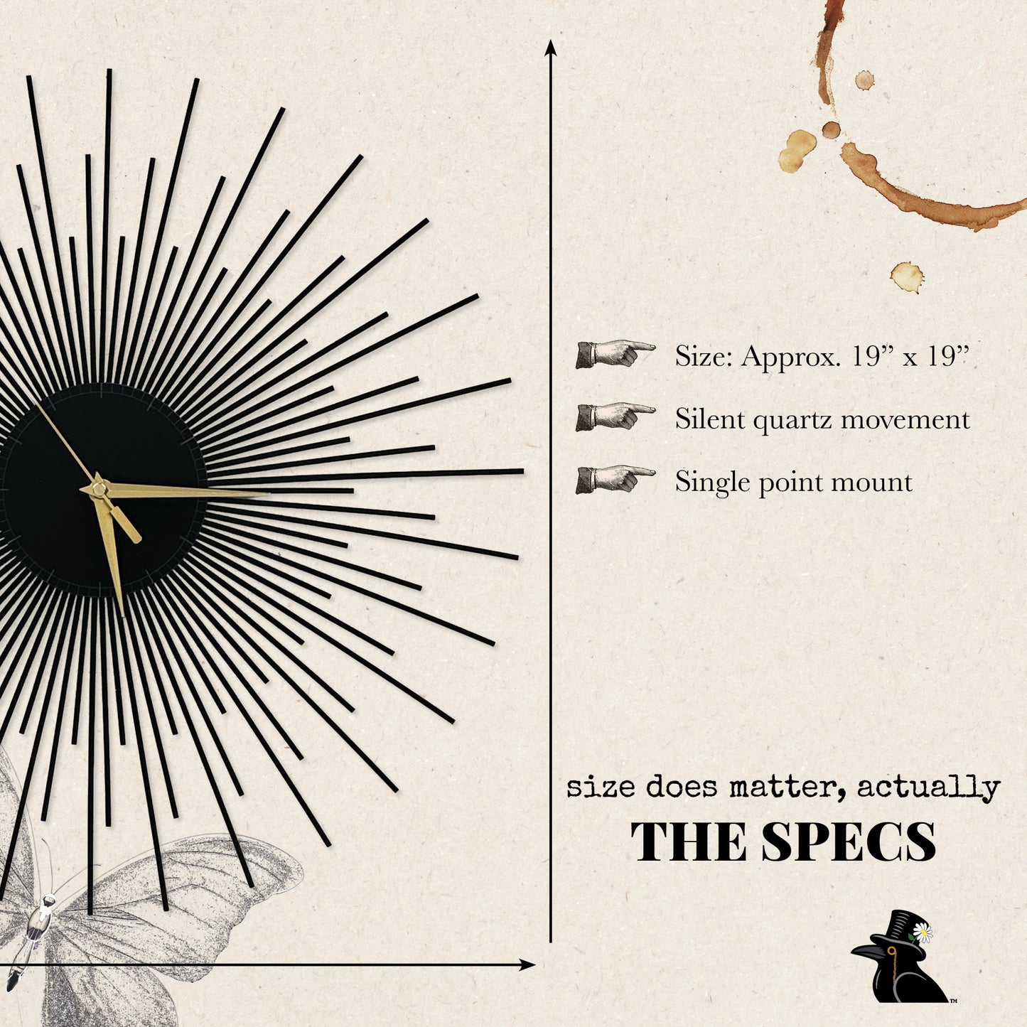 The Starburst Clock — Black Rays - Clock - Chaos & Wit