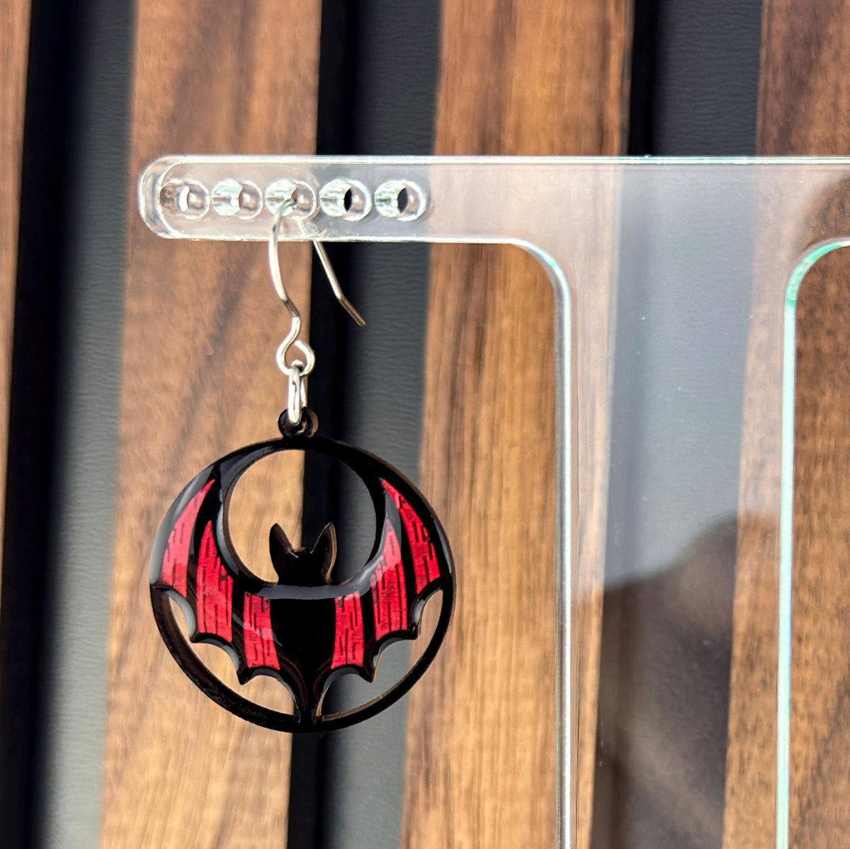 Handmade and Hand-painted Bat Acrylic Earrings | Goth Accessories