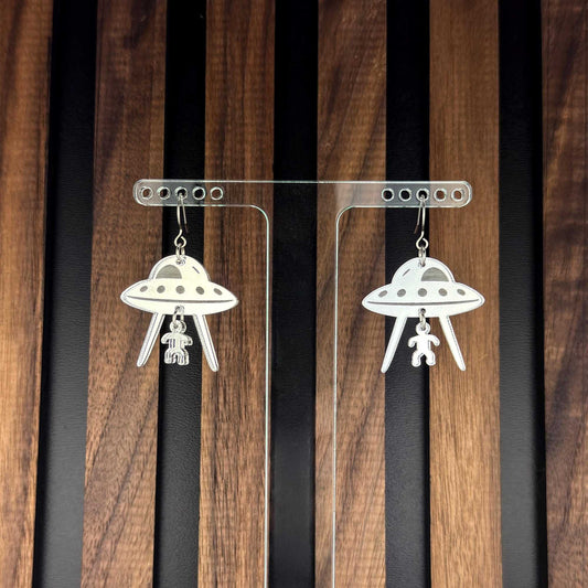 Handmade Alien Abduction Acrylic Earrings | Sci Fi Accessories