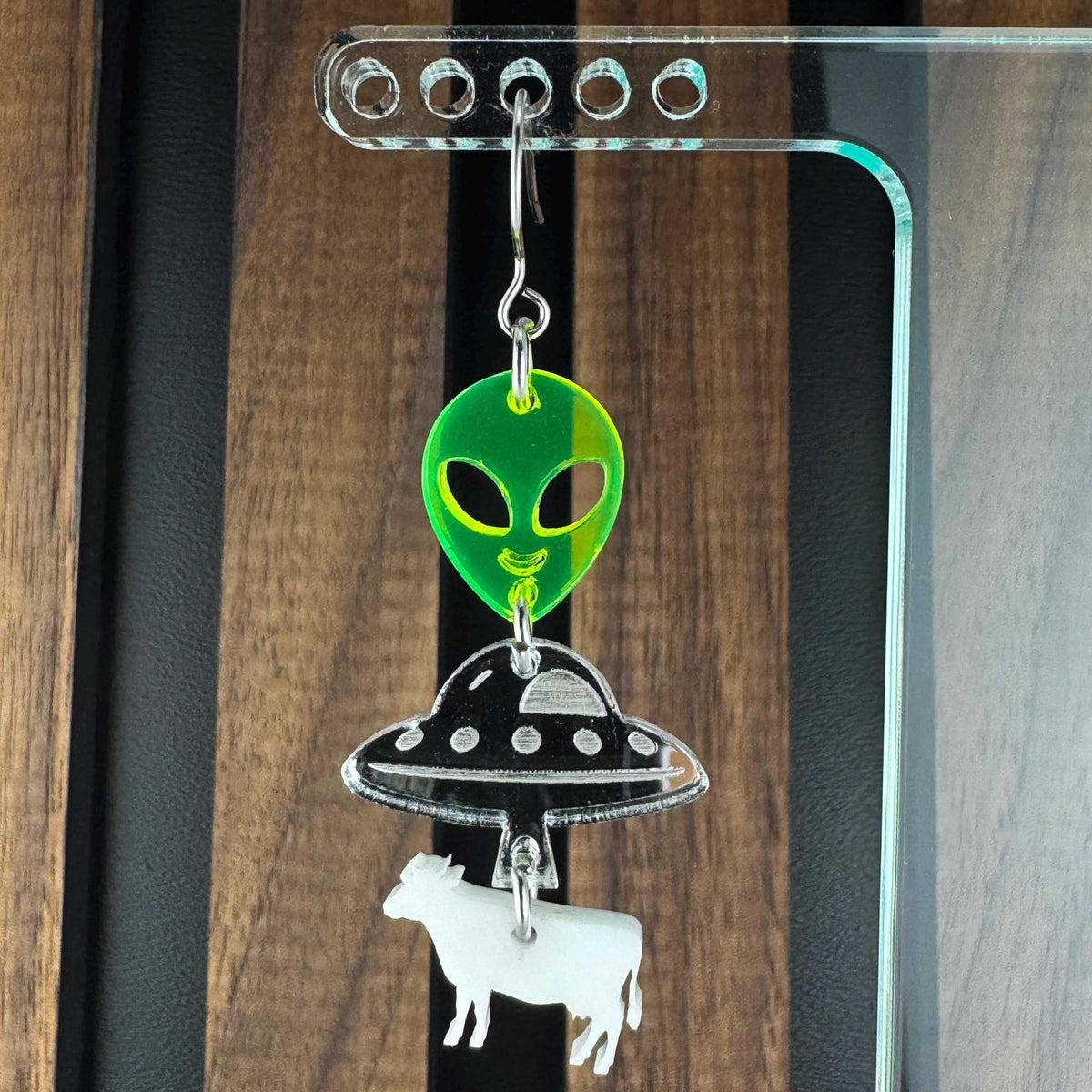 UFO Cow Abduction Acrylic Earrings | Sci Fi Accessories