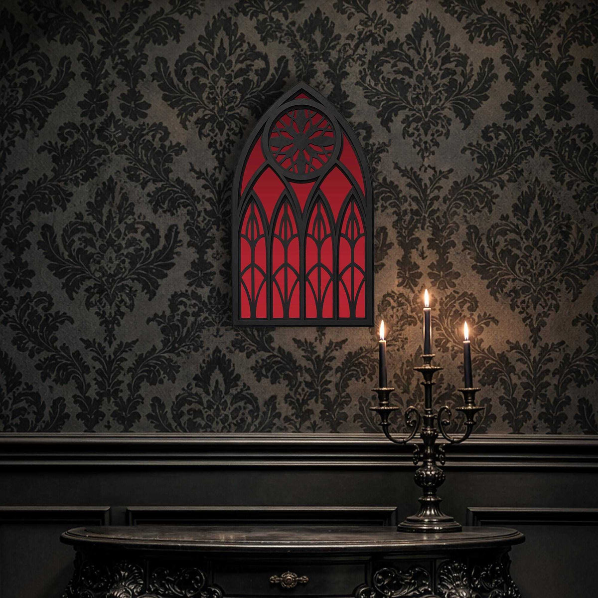Goth Rosette Cathedral Window Mirror | Dark Home Decor