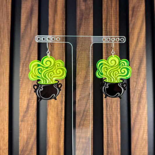 Handmade Cauldron Acrylic Earrings | Witchy Halloween Accessories
