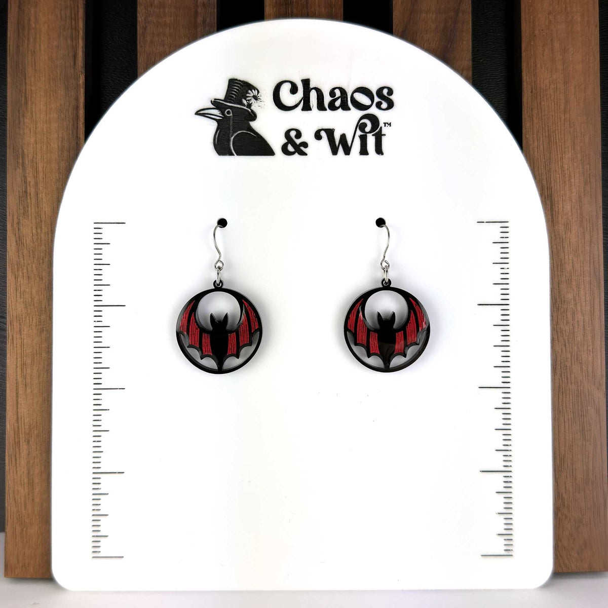 Handmade and Hand-painted Bat Acrylic Earrings | Goth Accessories