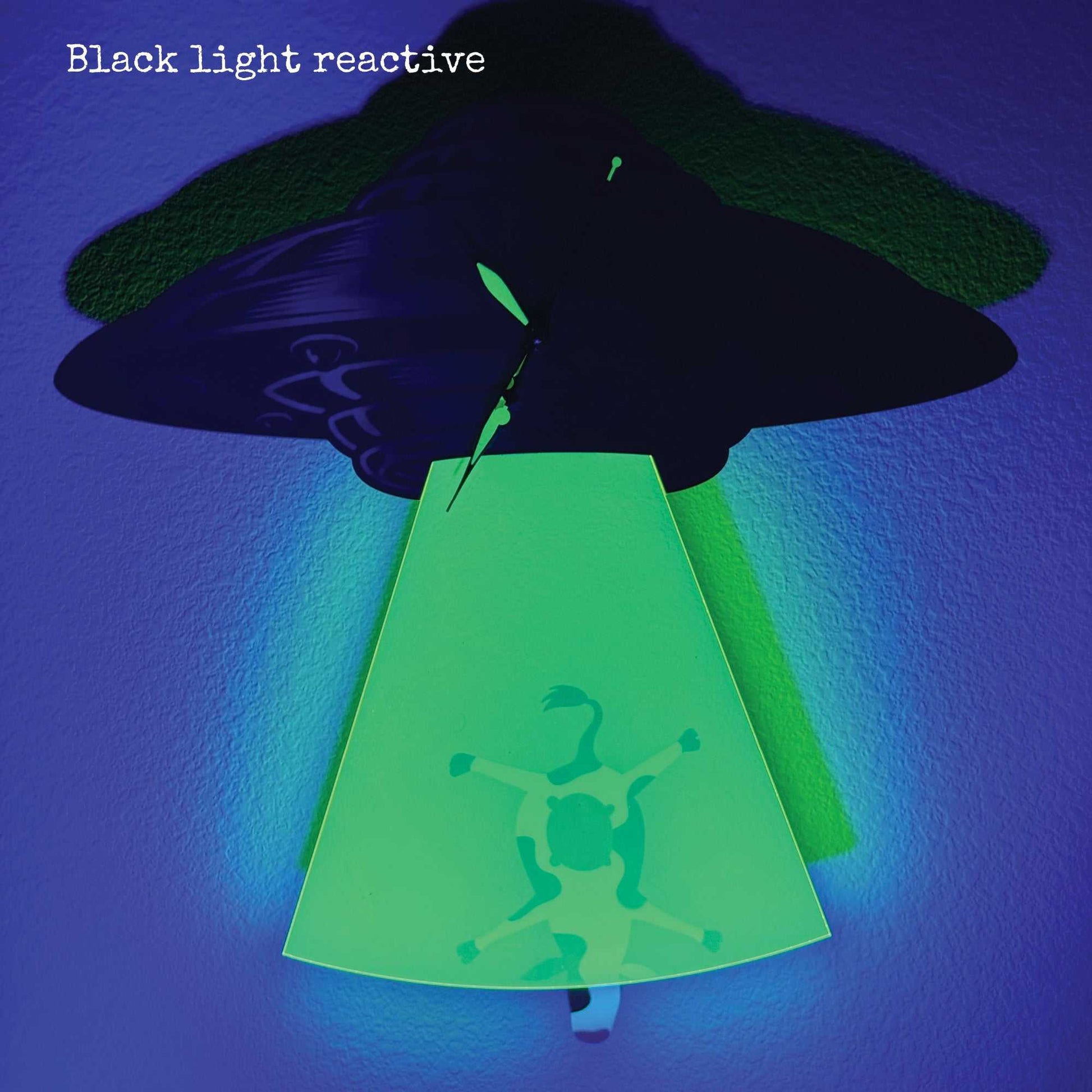 Black light reactive clock UFO clock
