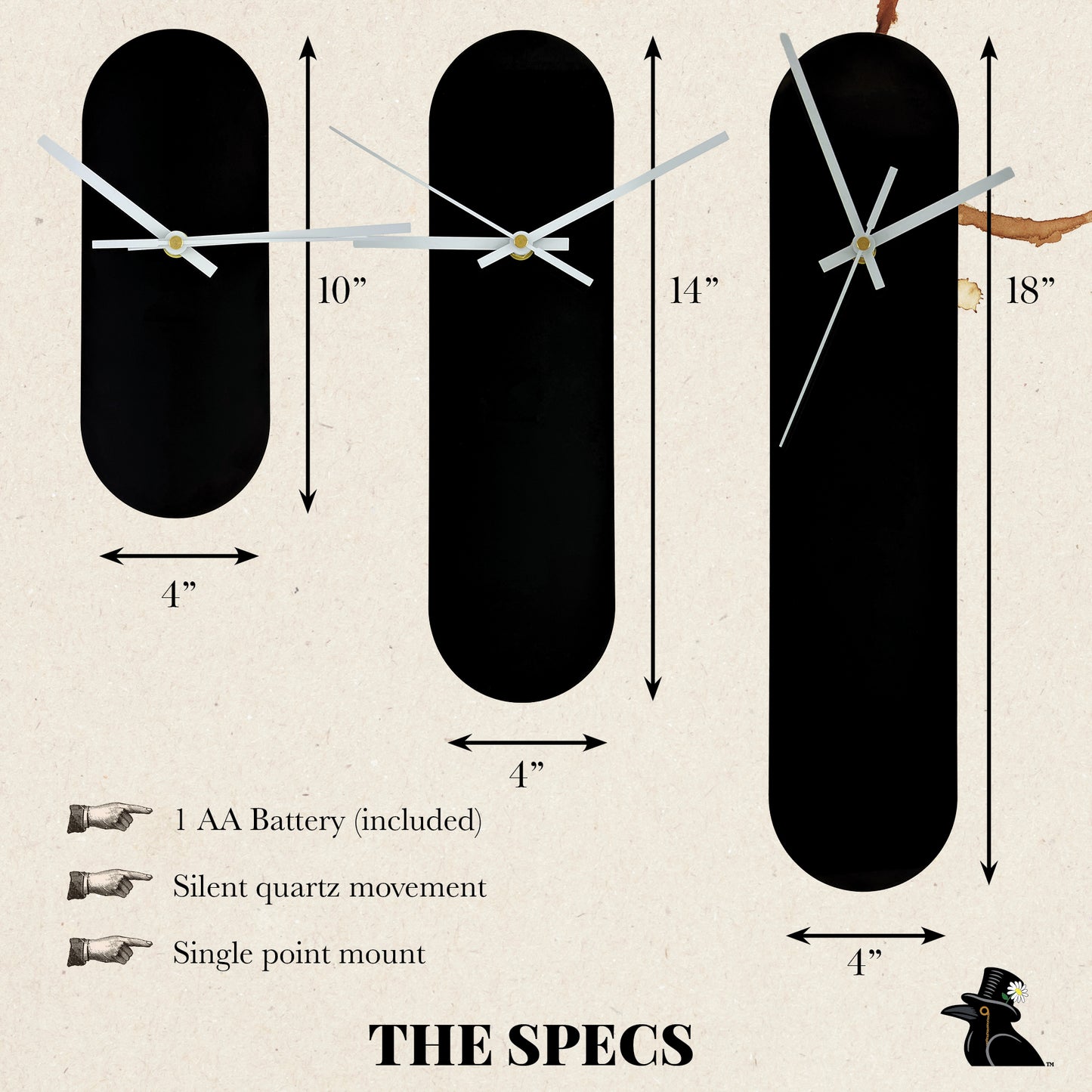 The Ooid — Gloss Black Oval Wall Clock - Clock - Chaos & Wit