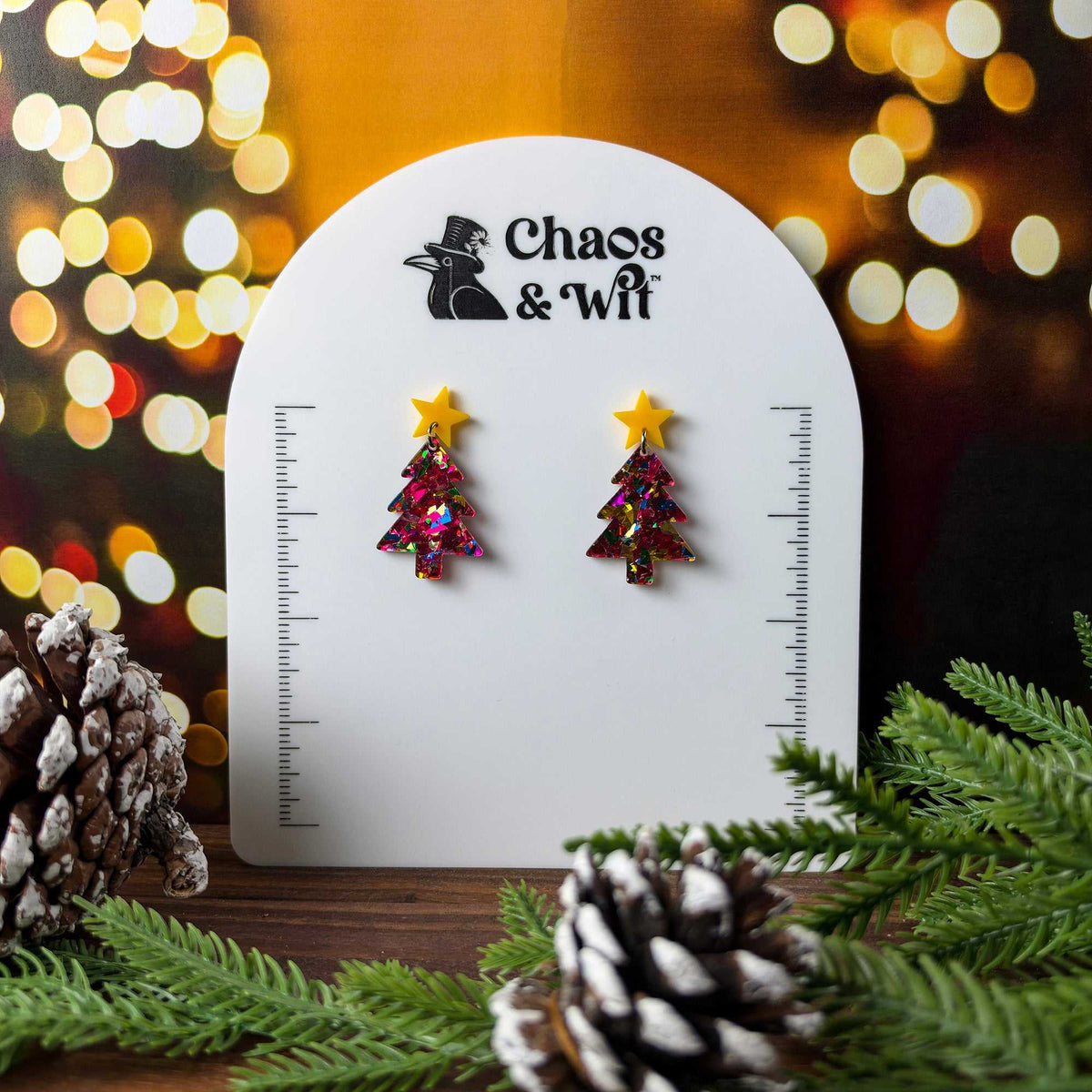 Confetti Christmas Tree Earrings - Earrings - Chaos & Wit