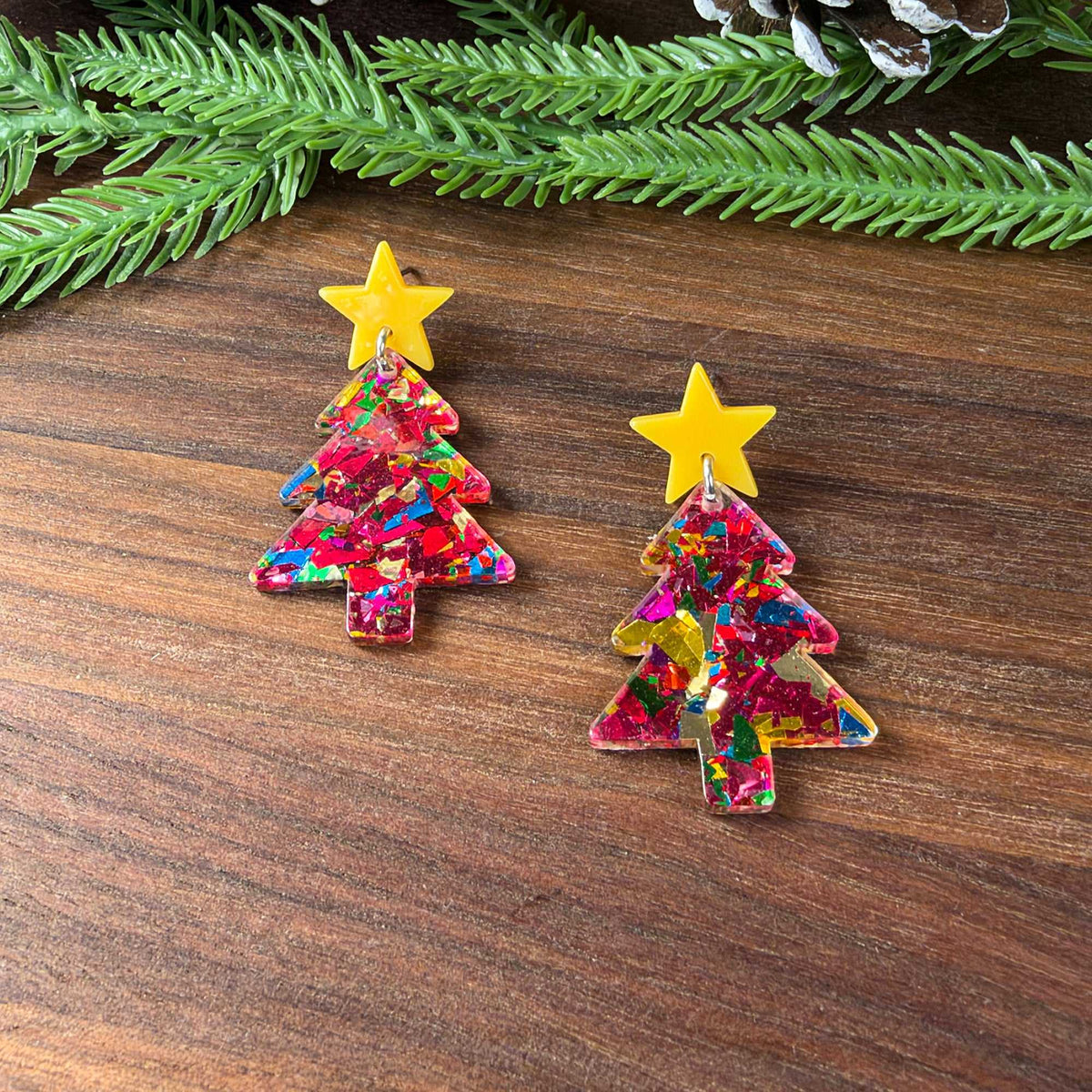 Confetti Christmas Tree Earrings - Earrings - Chaos & Wit