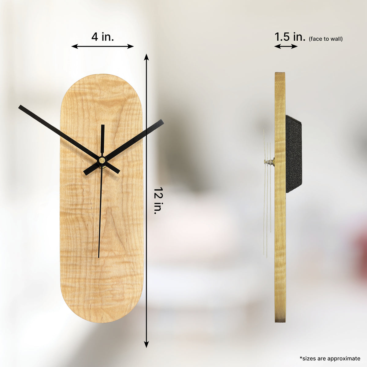 Oval Clock, Curly Maple - Clock - Chaos & Wit