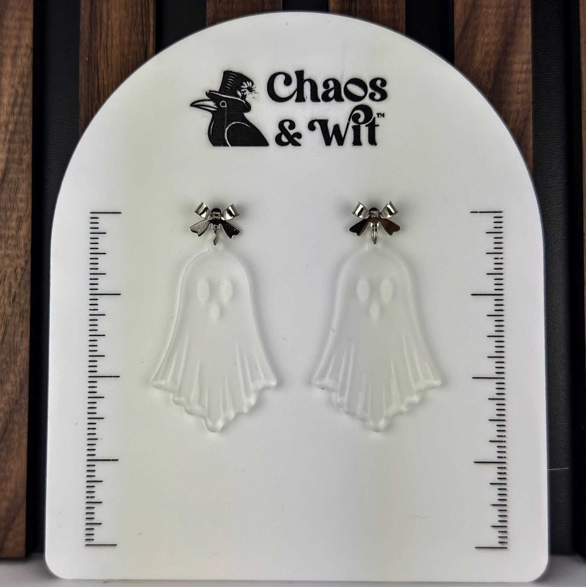 Transparent Ghost Acrylic Earrings with Bow Stud | Pastel Goth Accessories
