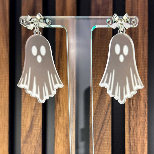 Transparent Ghost Acrylic Earrings with Bow Stud | Pastel Goth Accessories