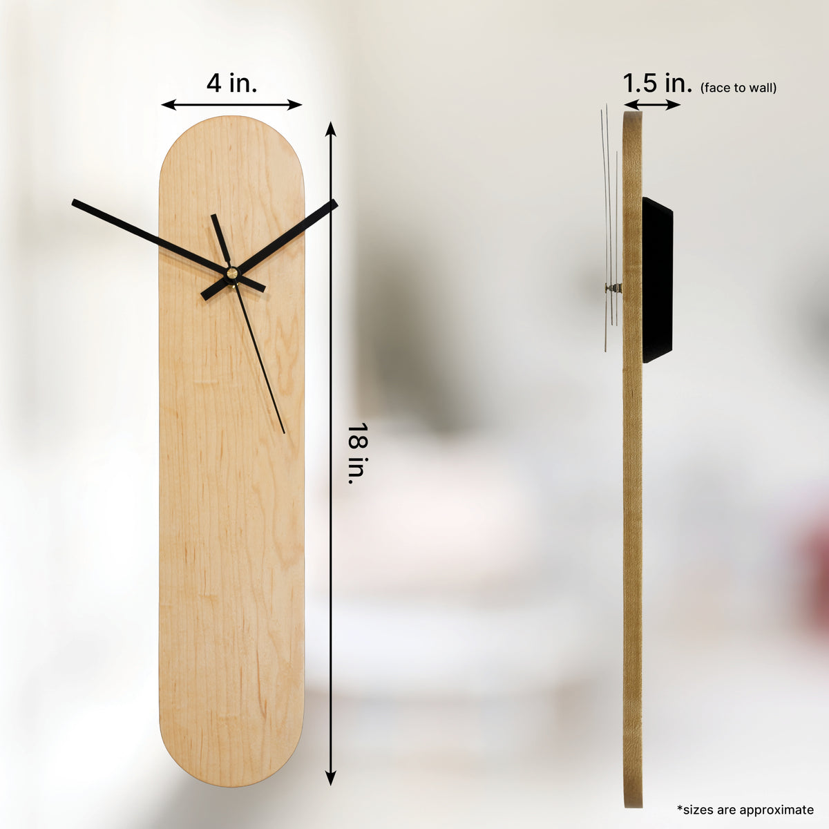 Maple Oval Wall Clock, Modern Minimalist, Silent - Clock - Chaos & Wit