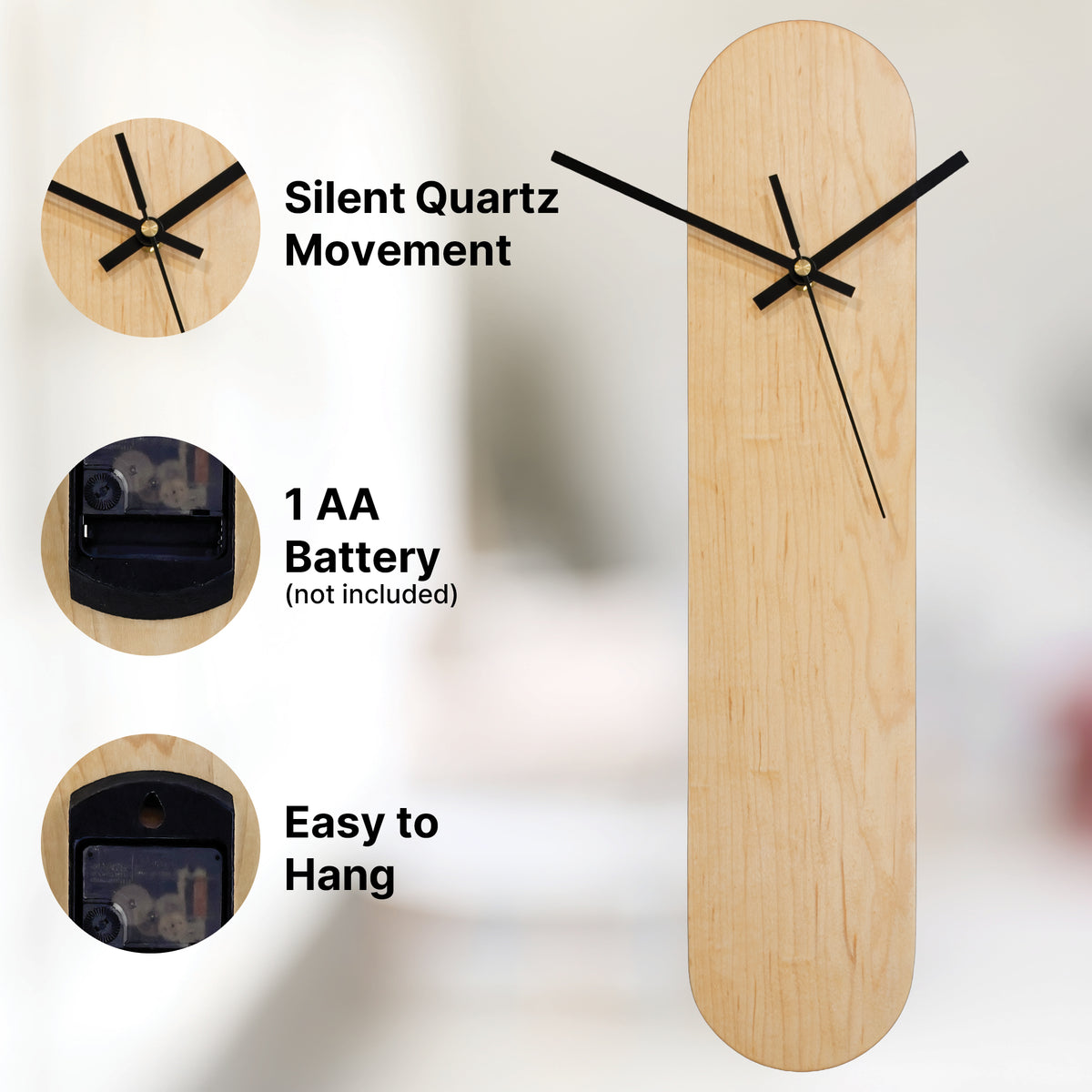 Maple Oval Wall Clock, Modern Minimalist, Silent - Clock - Chaos & Wit