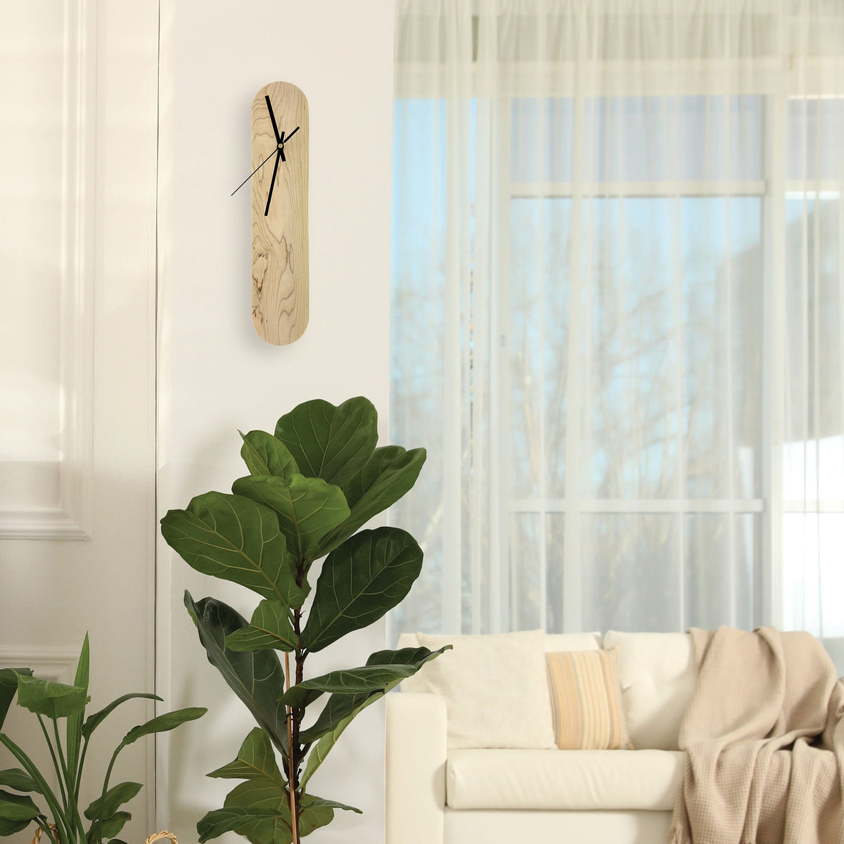 Maple Oval Wall Clock, Modern Minimalist, Silent - Clock - Chaos & Wit
