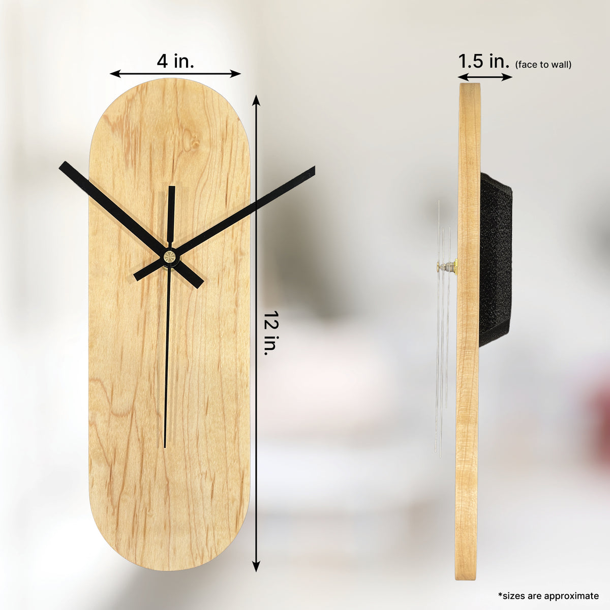 Maple Oval Wall Clock, Modern Minimalist, Silent - Clock - Chaos & Wit