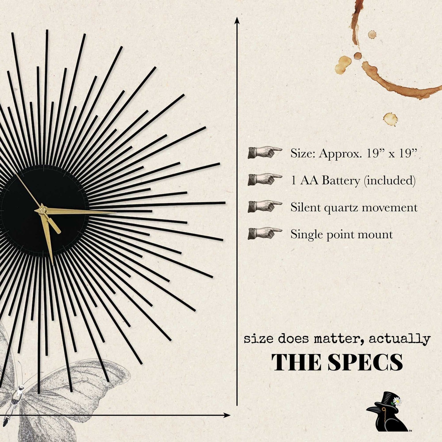 The Starburst Clock — Black Rays - Clock - Chaos & Wit