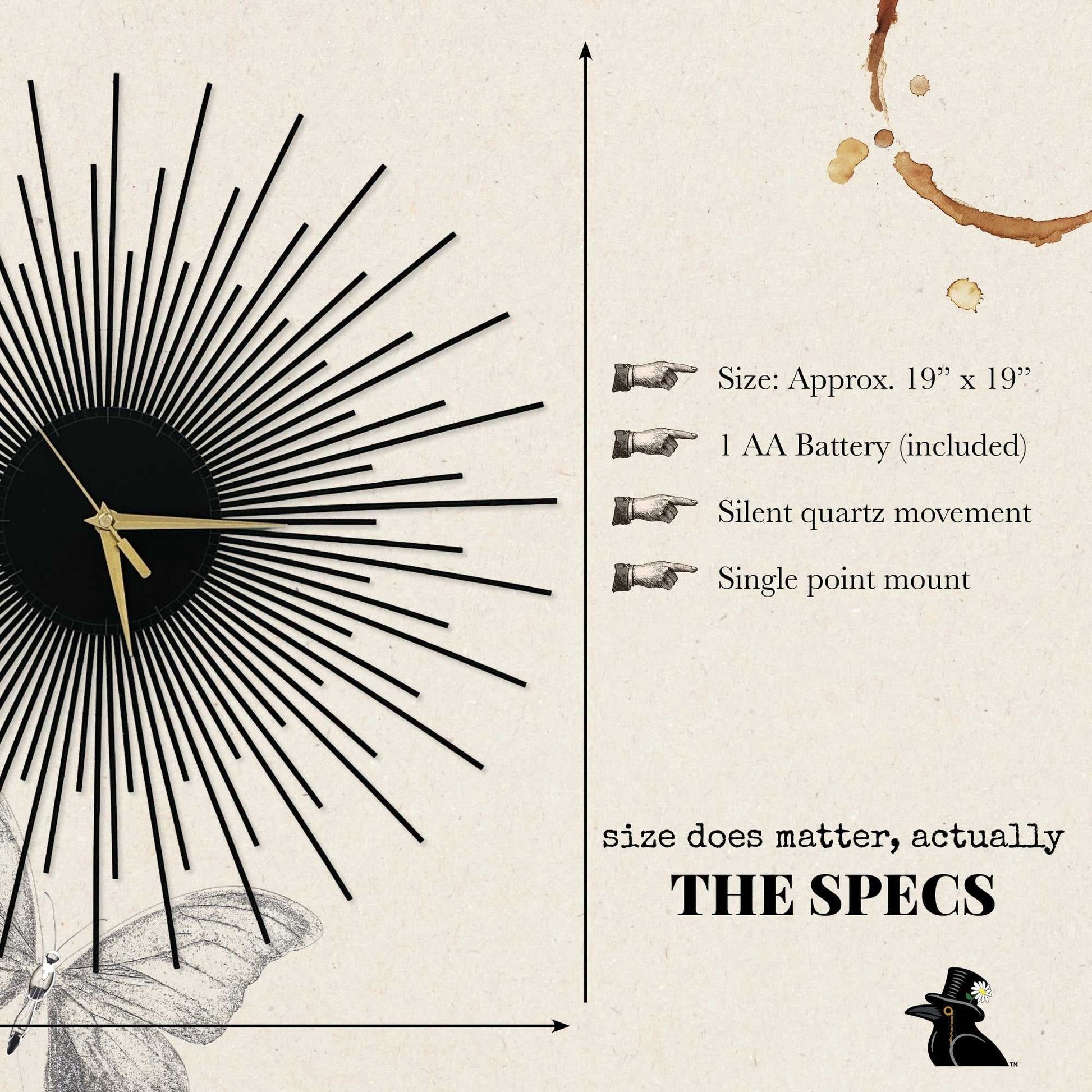 The Starburst Clock — Black Rays - Clock - Chaos & Wit