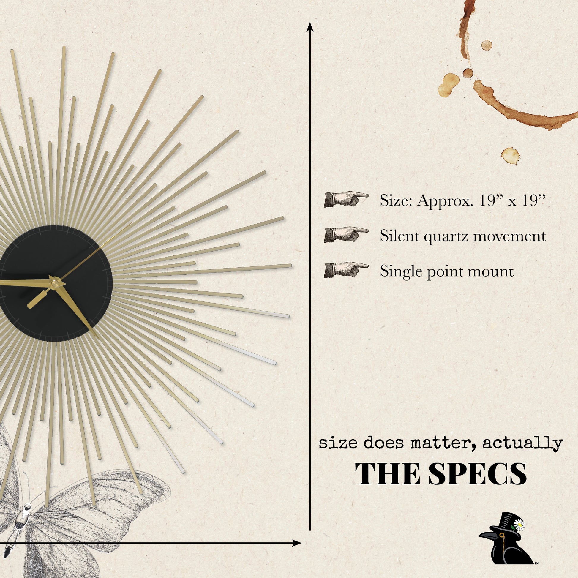 The Starburst Clock — Gold Rays - Clock - Chaos & Wit