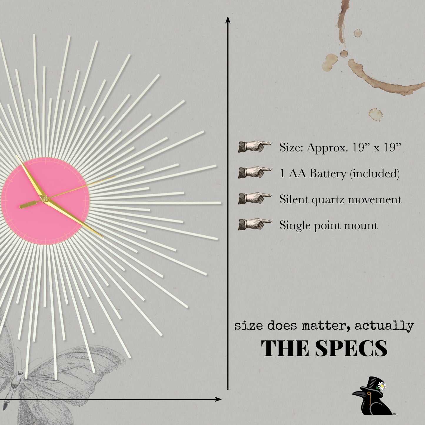 The Starburst Clock — White Rays - Clock - Chaos & Wit