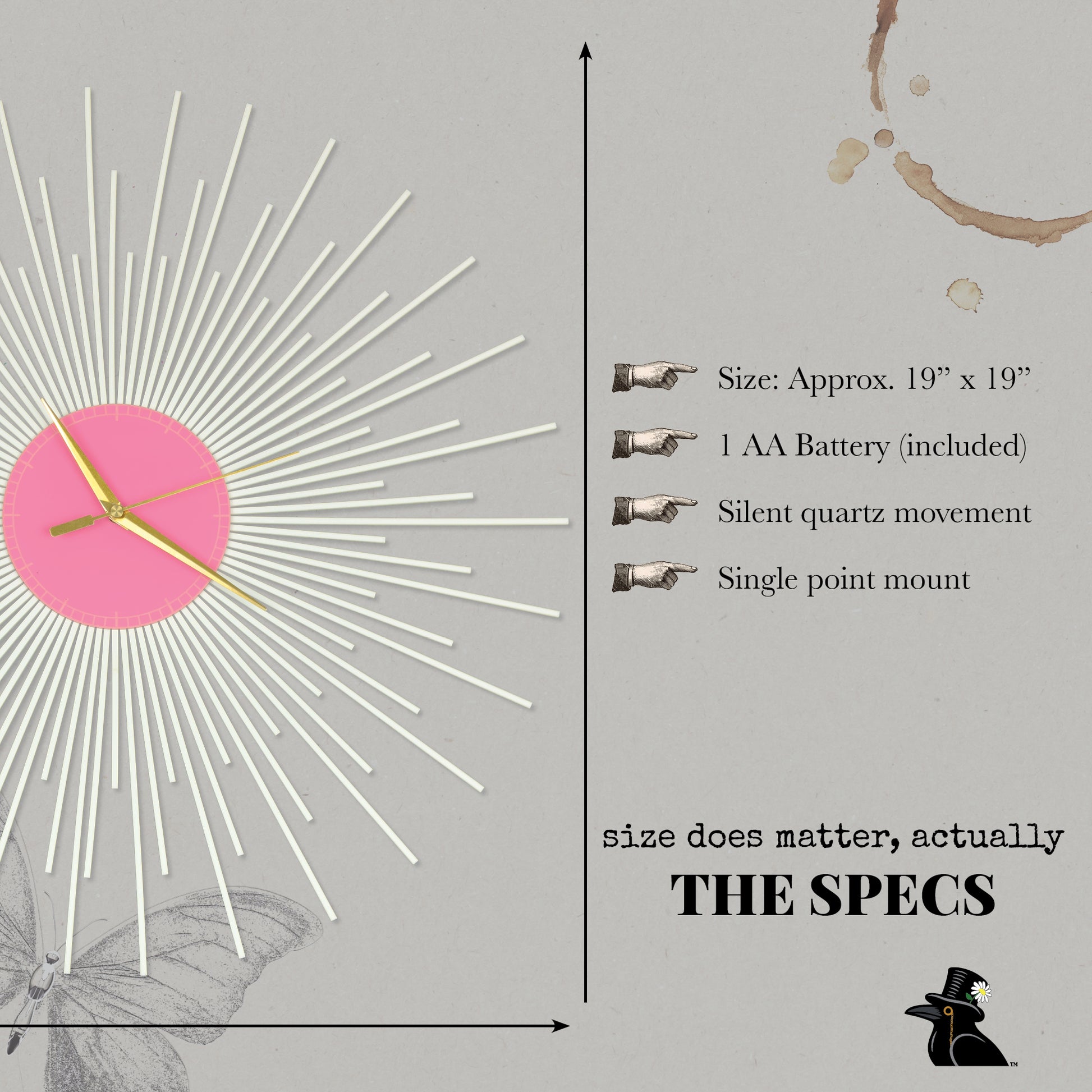 The Starburst Clock — White Rays - Clock - Chaos & Wit