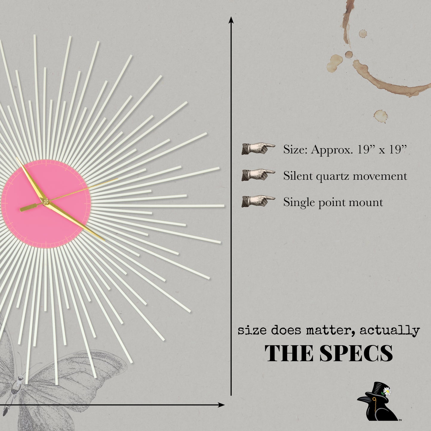 The Starburst Clock — White Rays - Clock - Chaos & Wit