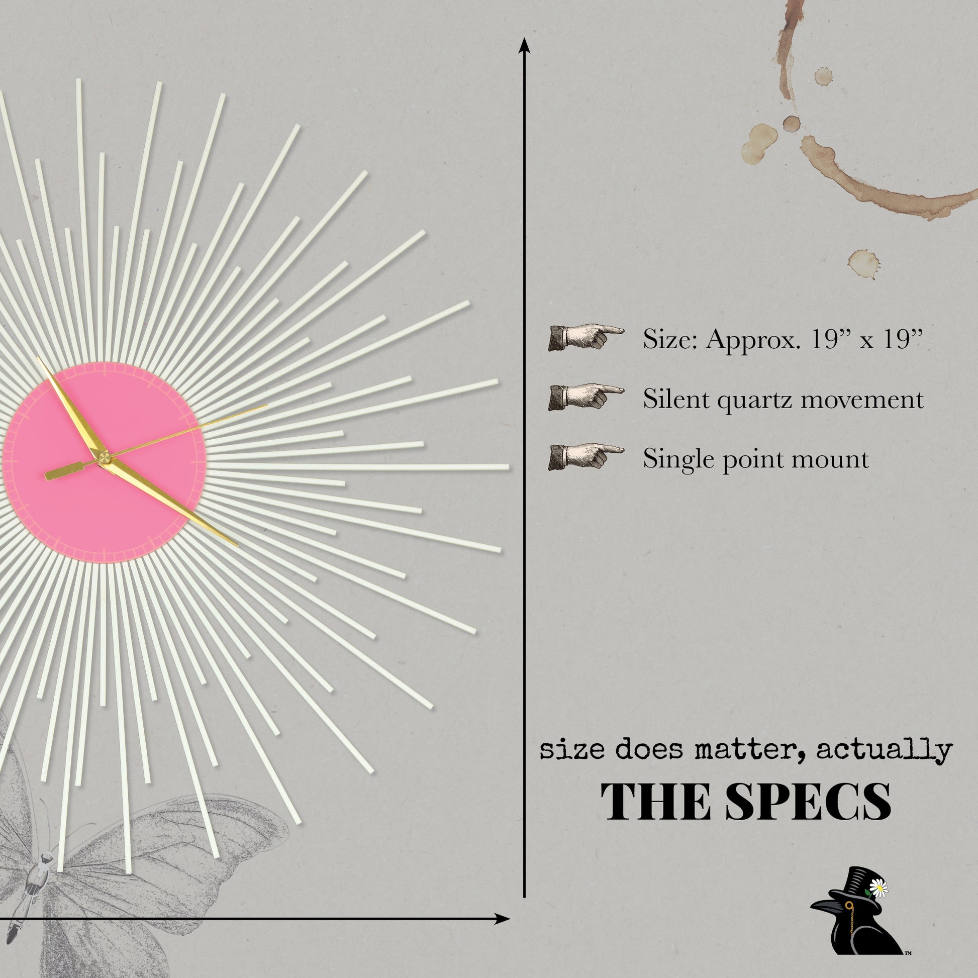 The Starburst Clock — White Rays - Clock - Chaos & Wit
