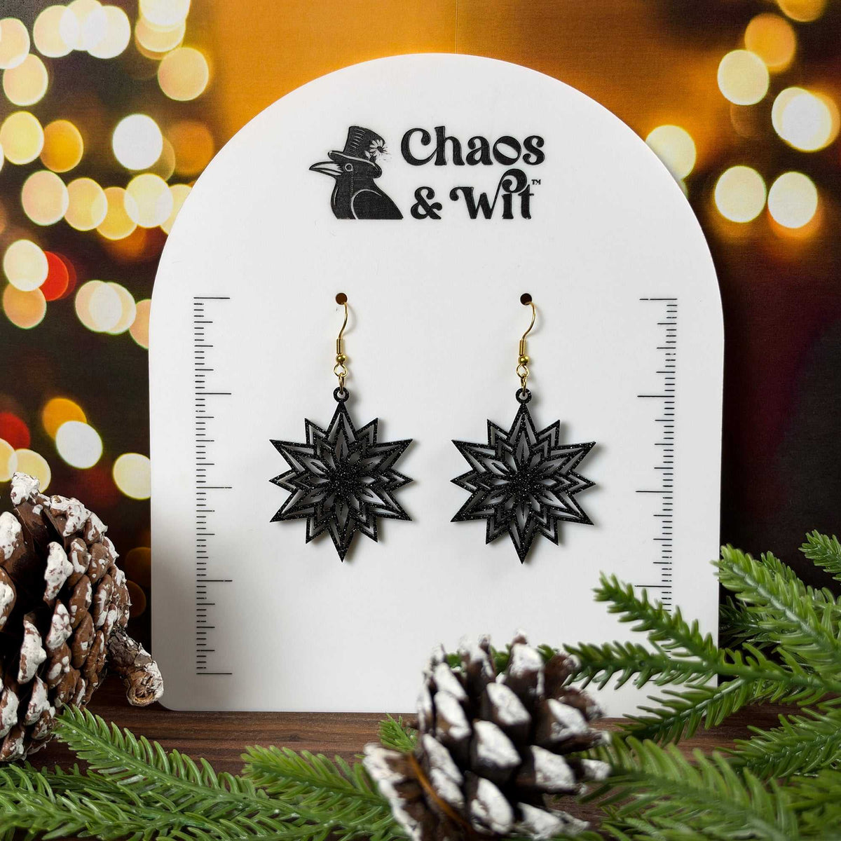 Spike Snowflake Glitter Earrings - Earrings - Chaos & Wit