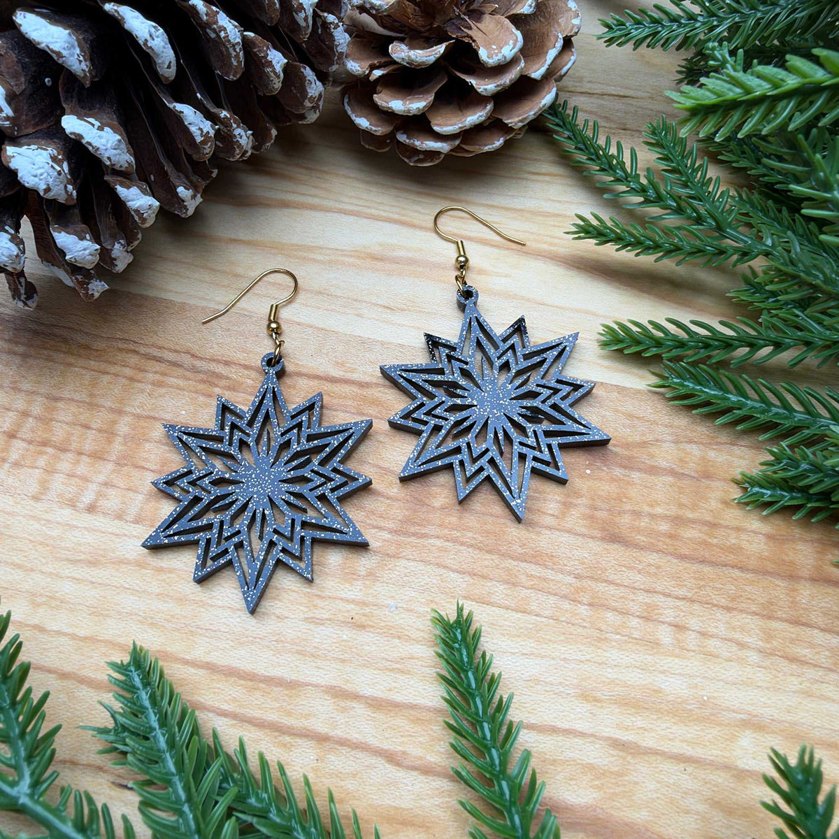 Spike Snowflake Glitter Earrings - Earrings - Chaos & Wit