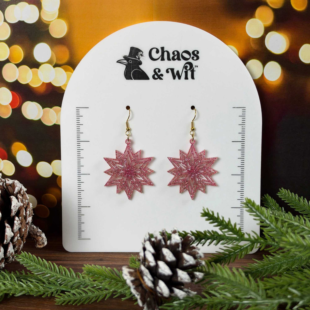 Spike Snowflake Glitter Earrings - Earrings - Chaos & Wit