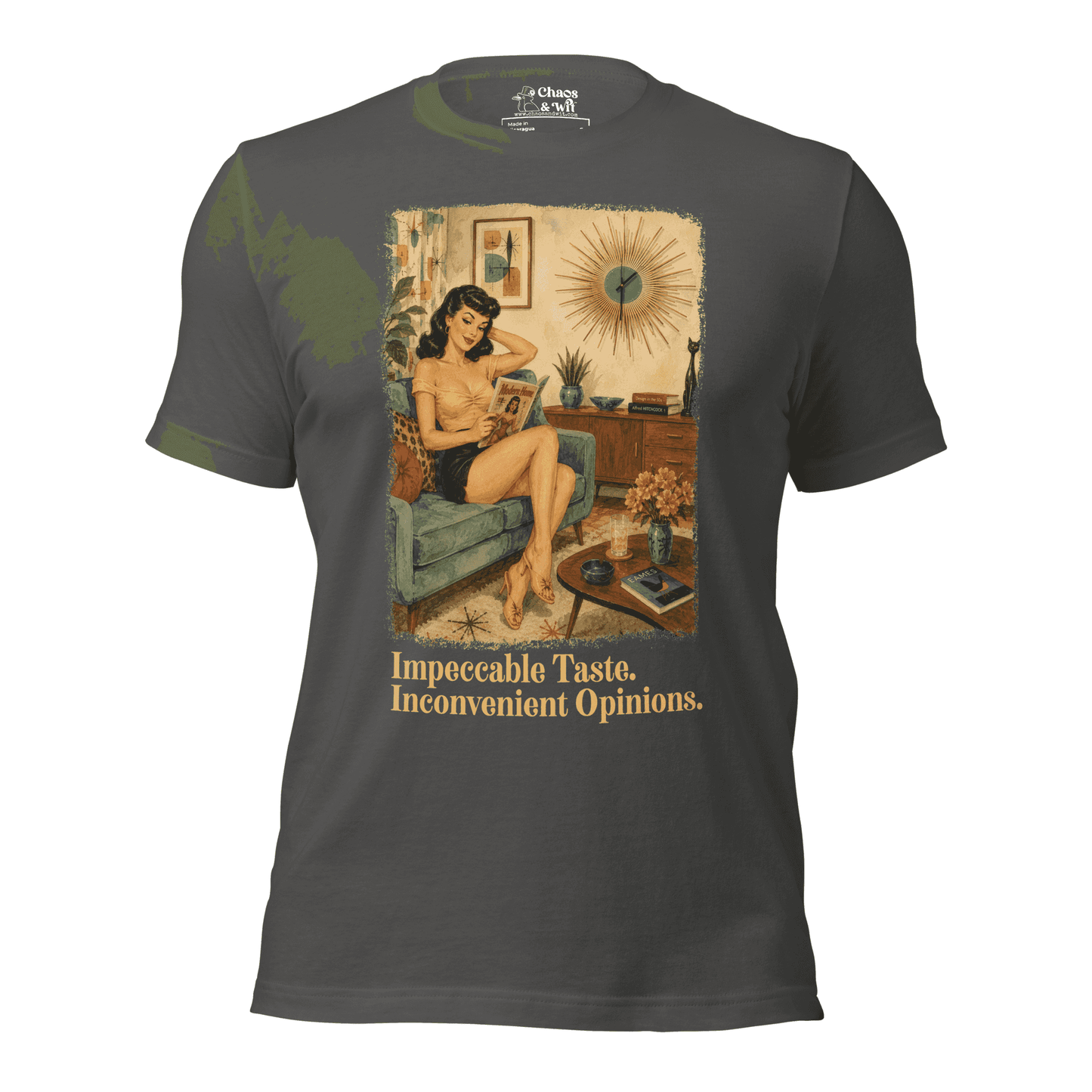 Impeccable Taste Inconvenient Opinions Tee | Funny Mid Century Modern Shirt | Retro Unisex T - Shirt | Chaos & Wit - T - SHIRT - Chaos & Wit