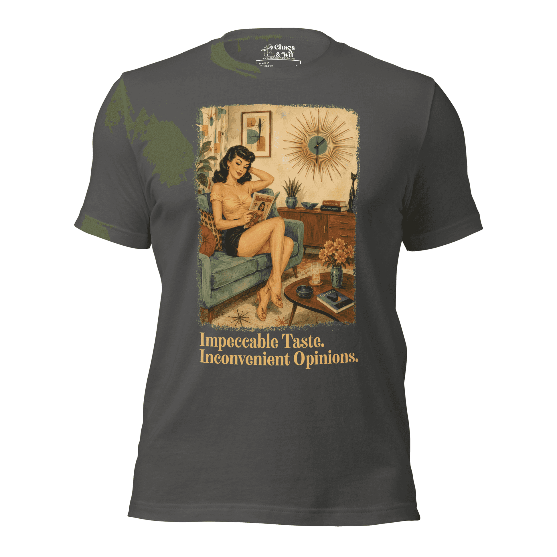 Impeccable Taste Inconvenient Opinions Tee | Funny Mid Century Modern Shirt | Retro Unisex T - Shirt | Chaos & Wit - T - SHIRT - Chaos & Wit