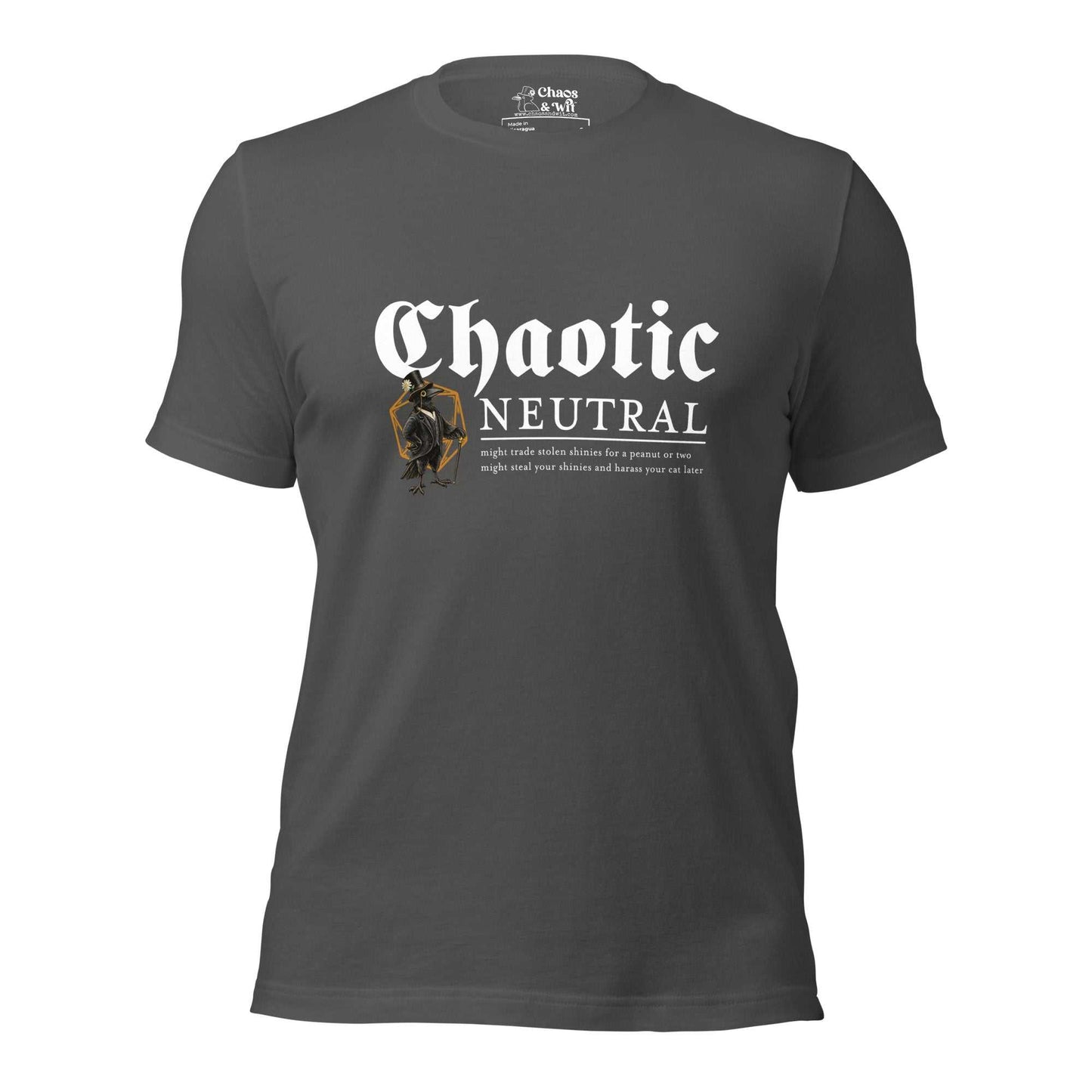 Chaotic Neutral Crow Tee | Funny DnD Shirt | Gothic Unisex T - Shirt | Chaos & Wit - T - SHIRT - Chaos & Wit