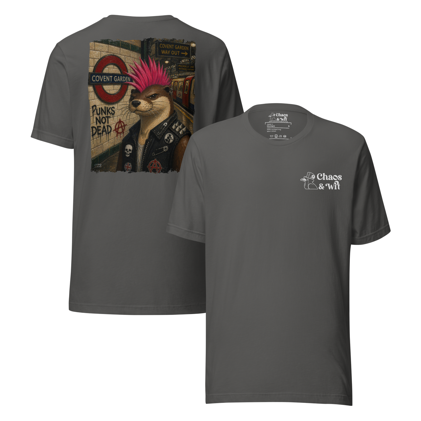 Chaos & Wit Sid the Otter Tee | Covent Garden Back Print | Logo Front - T - SHIRT - Chaos & Wit