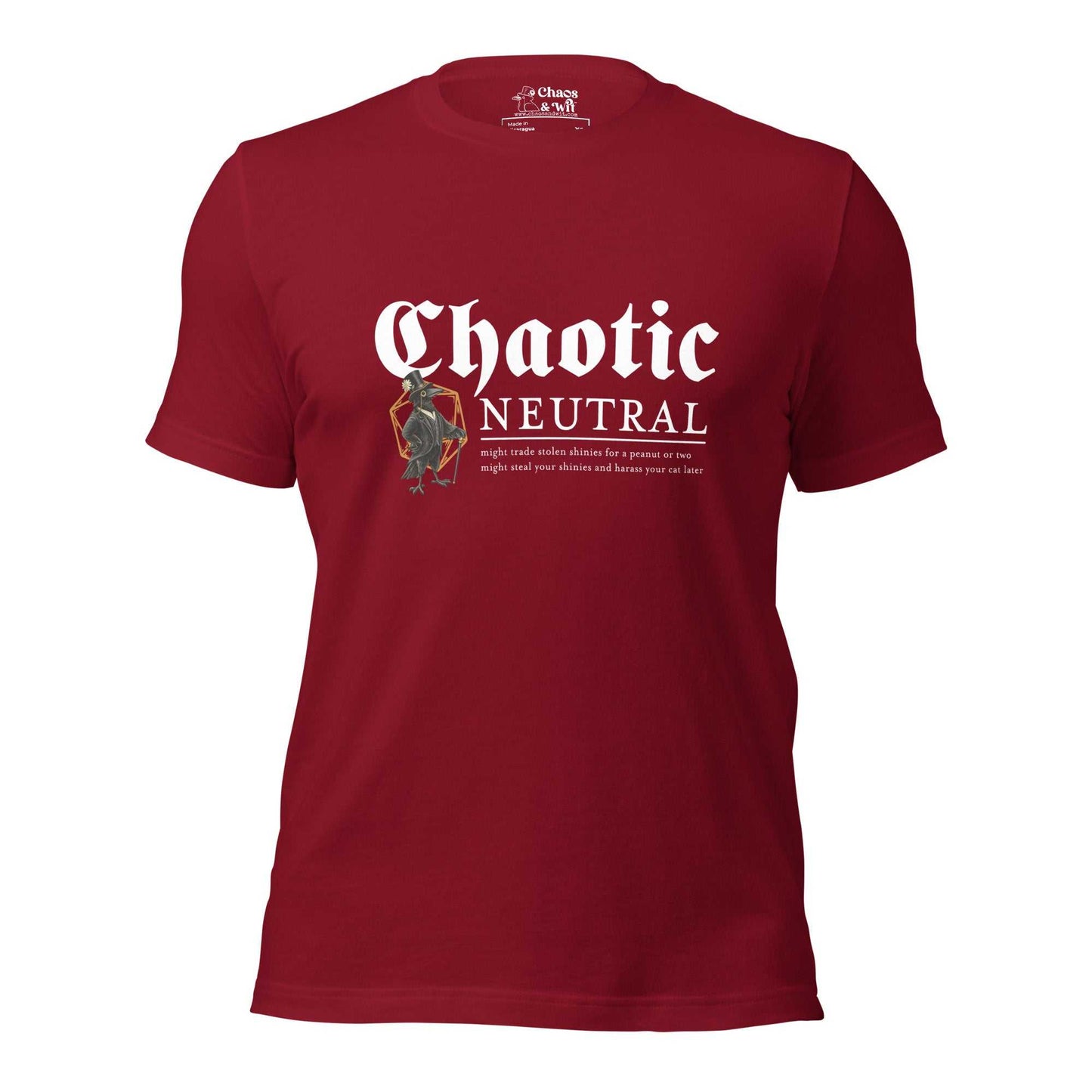 Chaotic Neutral Crow Tee | Funny DnD Shirt | Gothic Unisex T - Shirt | Chaos & Wit - T - SHIRT - Chaos & Wit
