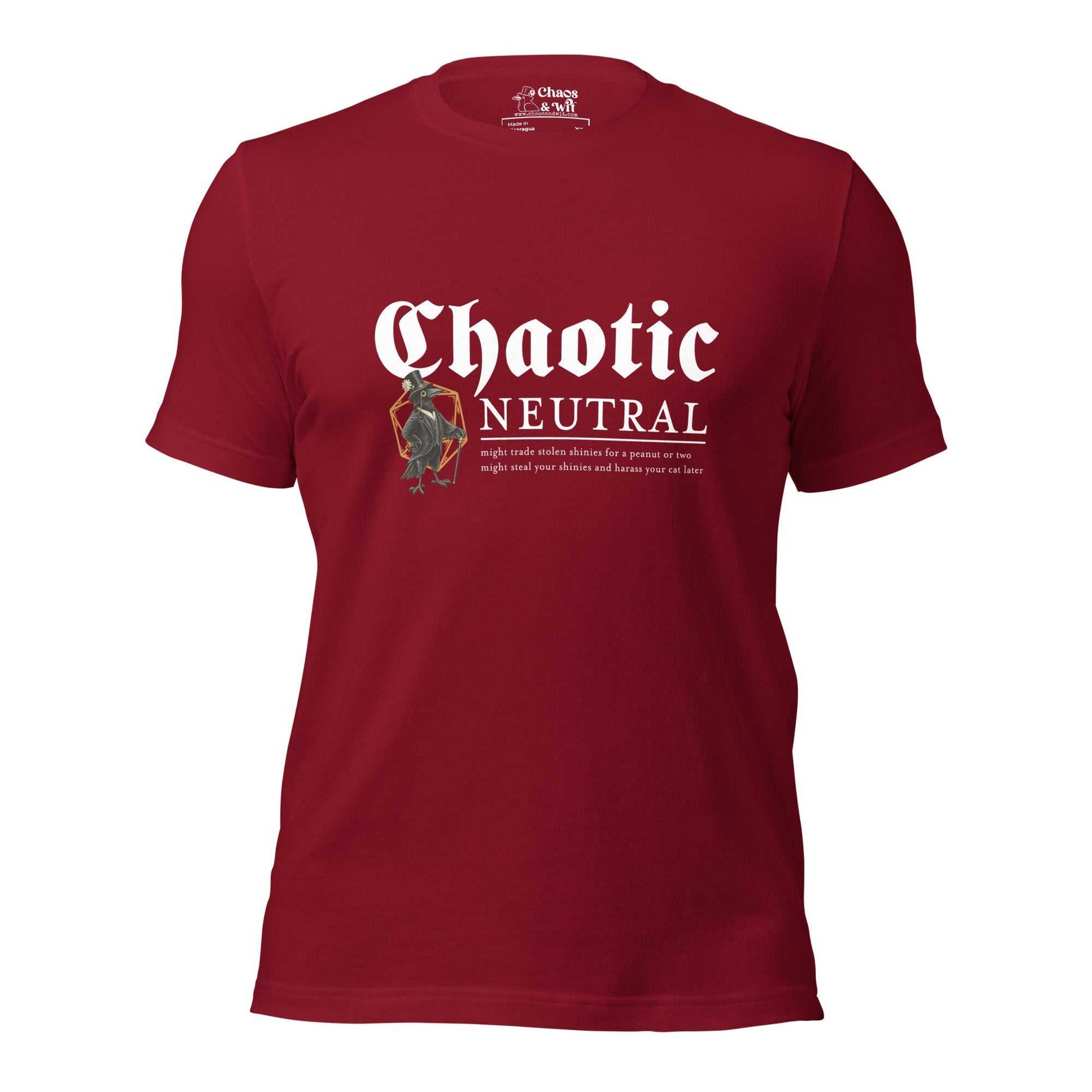 Chaotic Neutral Crow Tee | Funny DnD Shirt | Gothic Unisex T - Shirt | Chaos & Wit - T - SHIRT - Chaos & Wit
