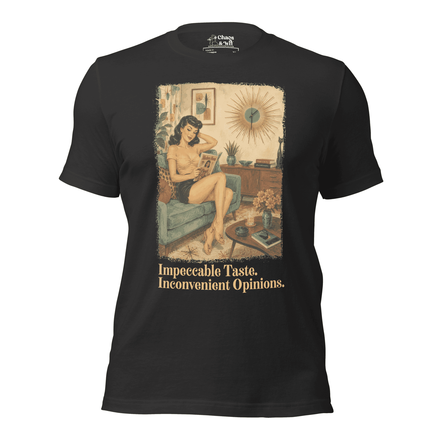 Impeccable Taste Inconvenient Opinions Tee | Funny Mid Century Modern Shirt | Retro Unisex T - Shirt | Chaos & Wit - T - SHIRT - Chaos & Wit