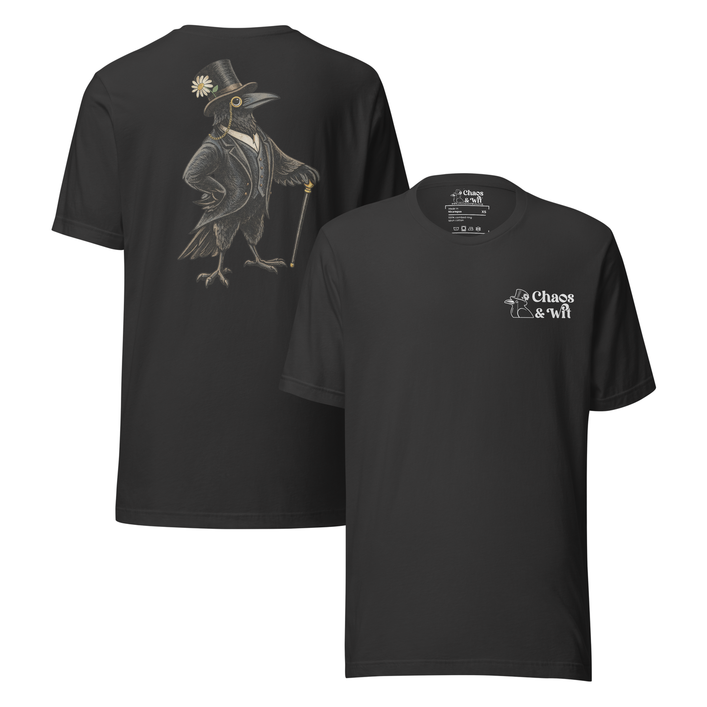Rupert the Crow | Chaos & Wit Logo T - Shirt | Top Hat Monocle Crow Tee - T - SHIRT - Chaos & Wit