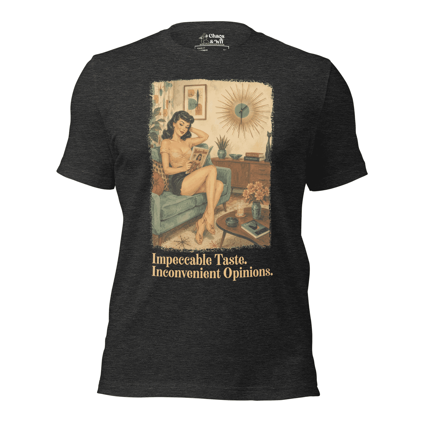Impeccable Taste Inconvenient Opinions Tee | Funny Mid Century Modern Shirt | Retro Unisex T - Shirt | Chaos & Wit - T - SHIRT - Chaos & Wit
