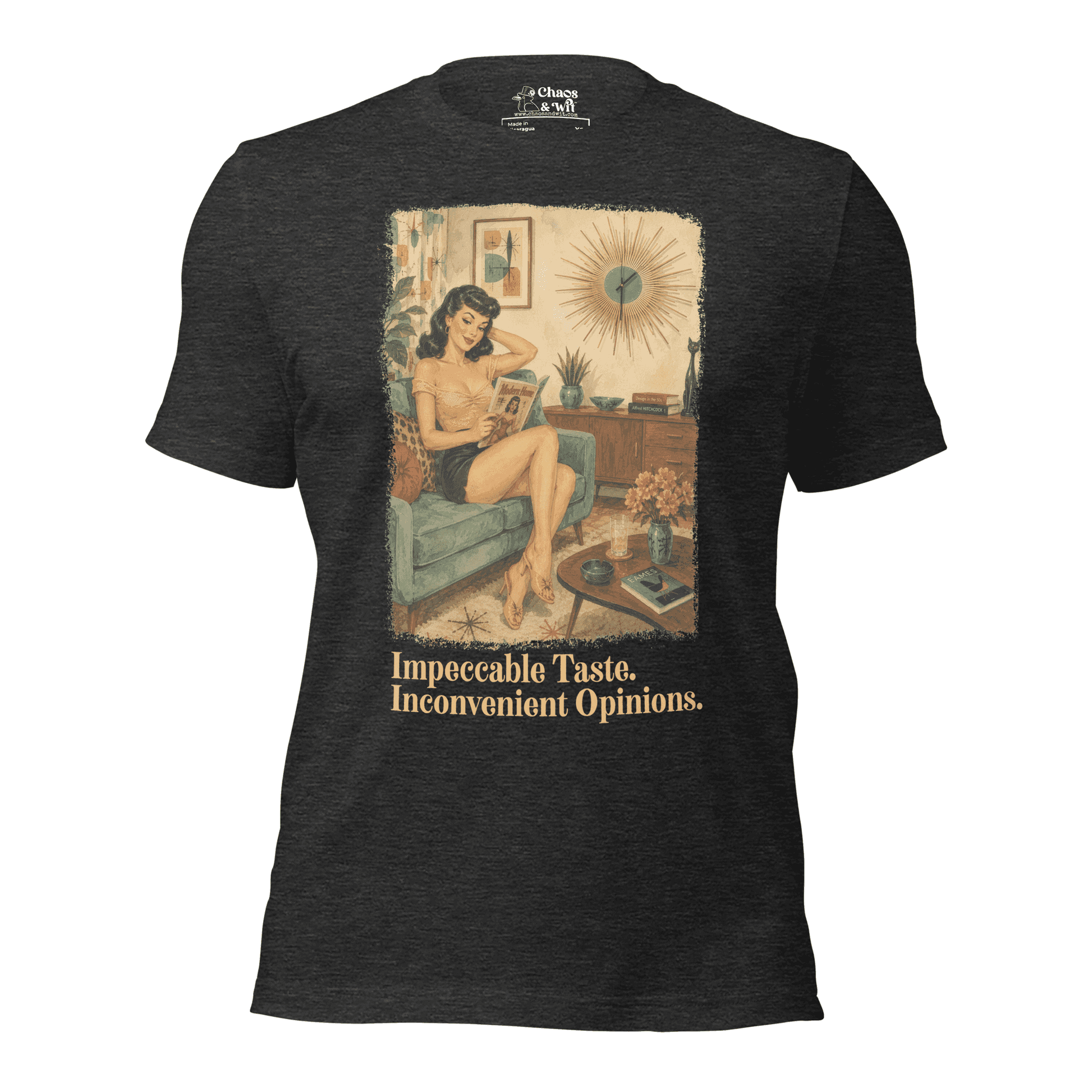 Impeccable Taste Inconvenient Opinions Tee | Funny Mid Century Modern Shirt | Retro Unisex T - Shirt | Chaos & Wit - T - SHIRT - Chaos & Wit