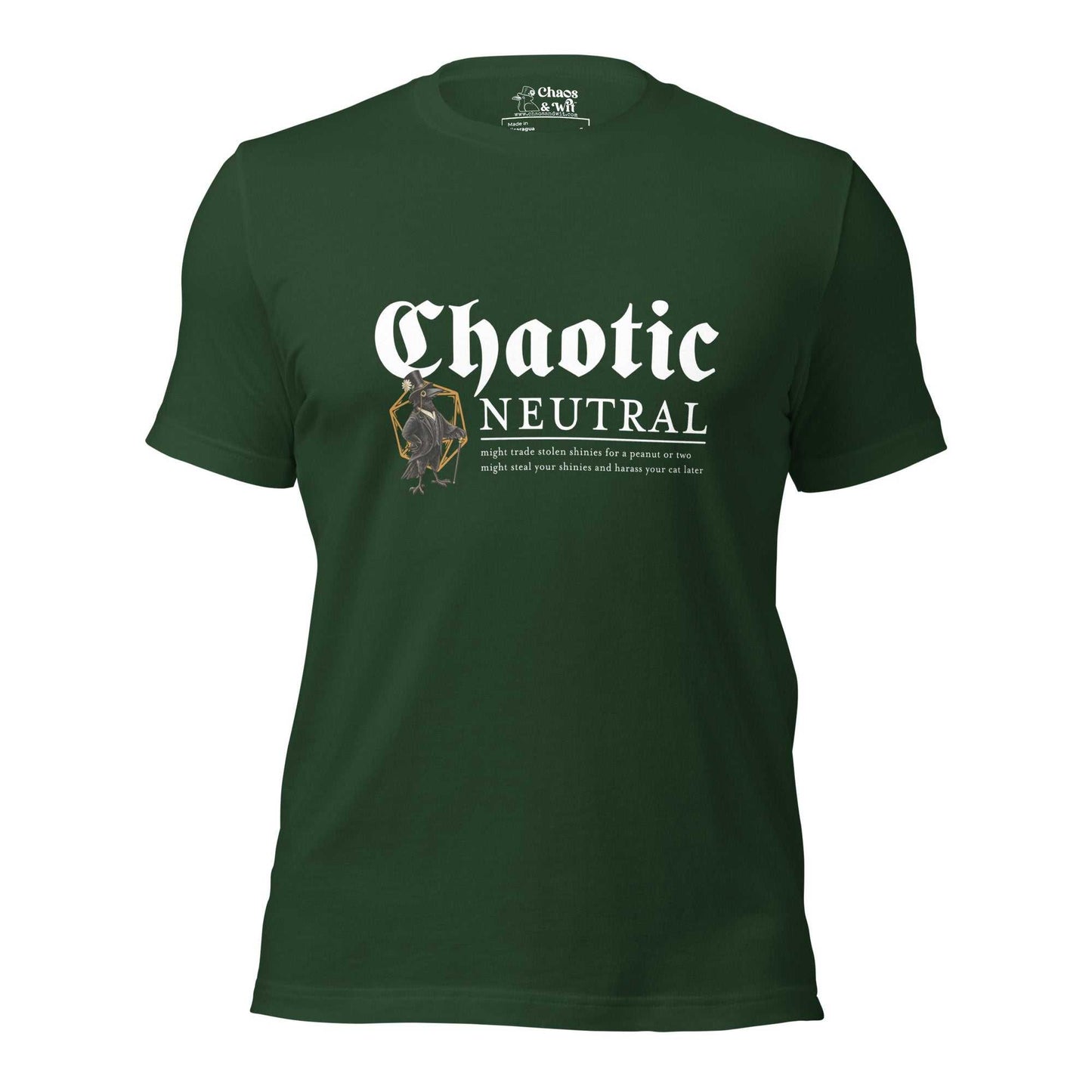 Chaotic Neutral Crow Tee | Funny DnD Shirt | Gothic Unisex T - Shirt | Chaos & Wit - T - SHIRT - Chaos & Wit