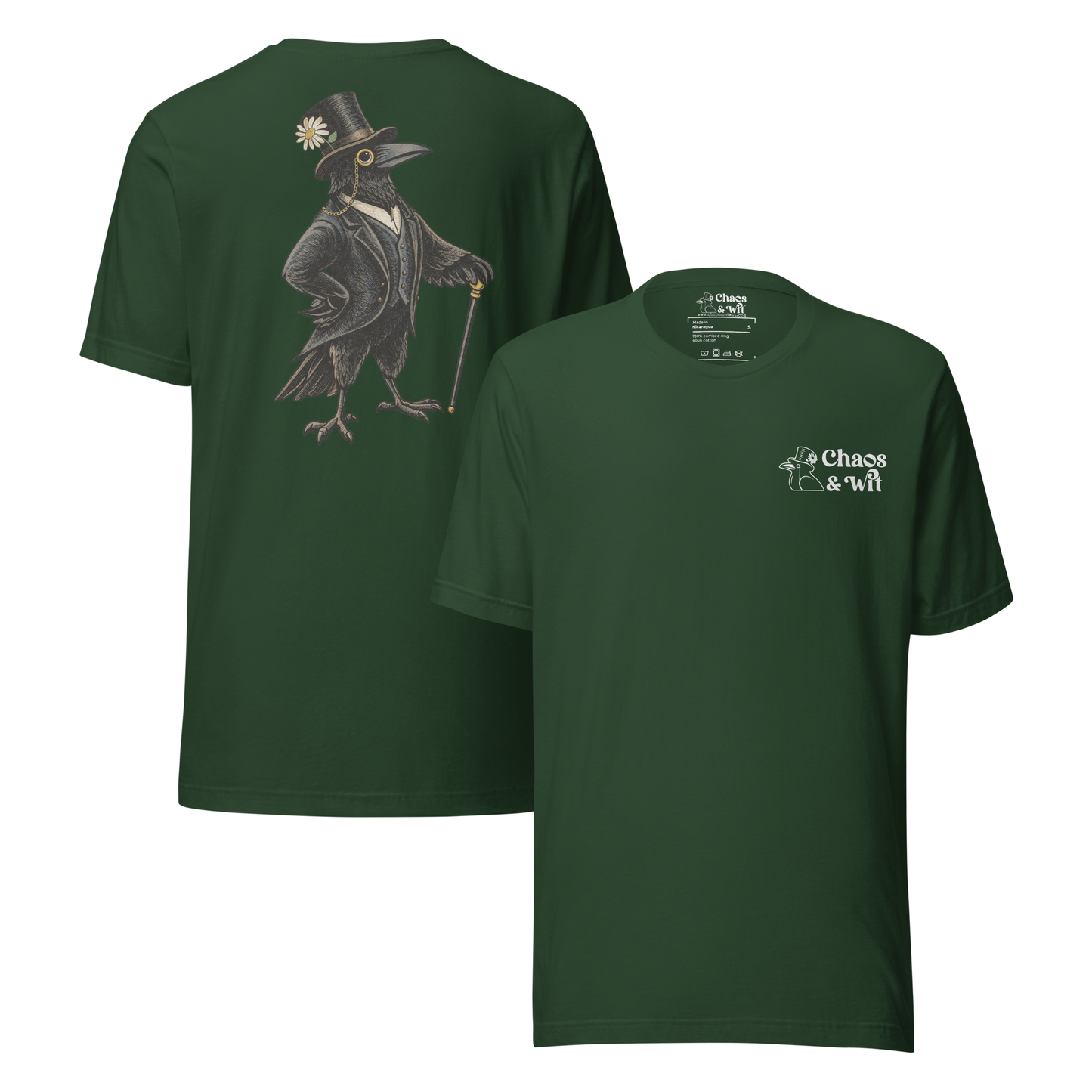 Rupert the Crow | Chaos & Wit Logo T - Shirt | Top Hat Monocle Crow Tee - T - SHIRT - Chaos & Wit
