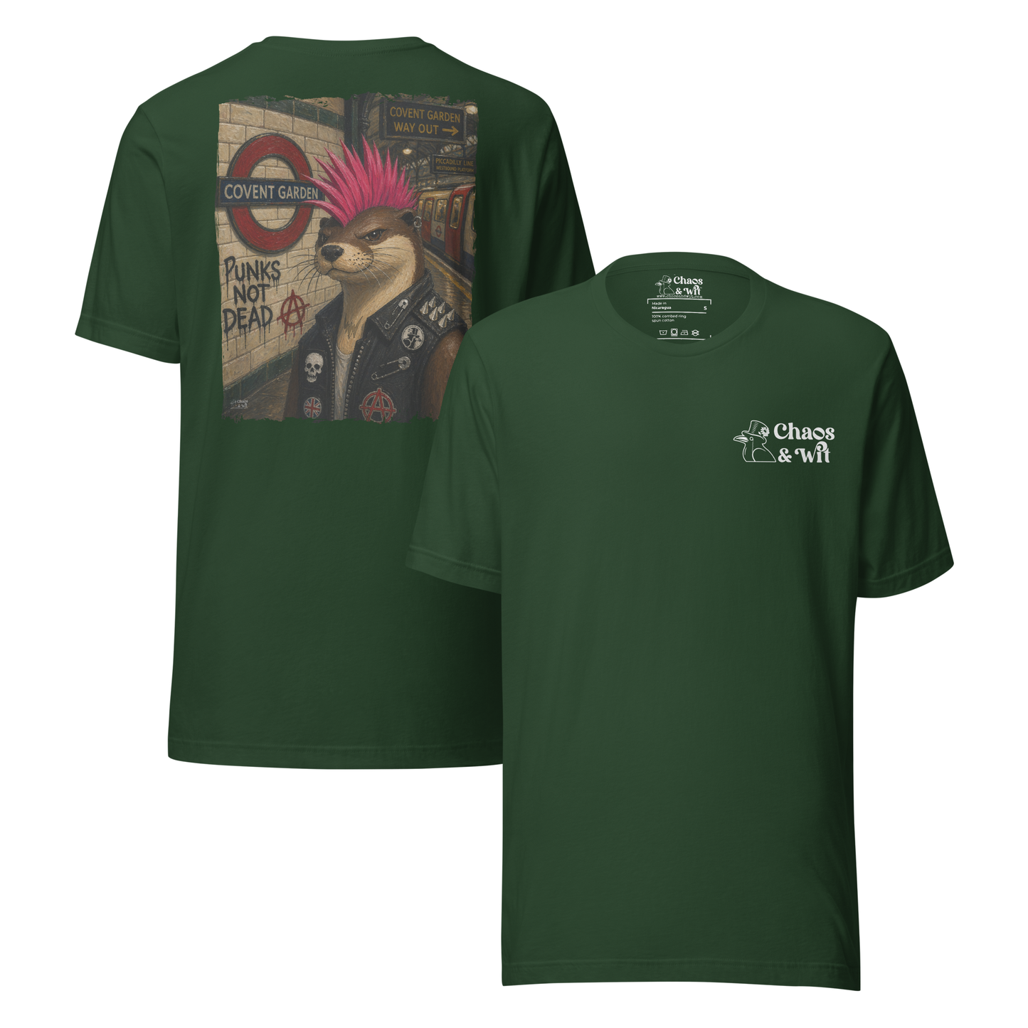 Chaos & Wit Sid the Otter Tee | Covent Garden Back Print | Logo Front - T - SHIRT - Chaos & Wit