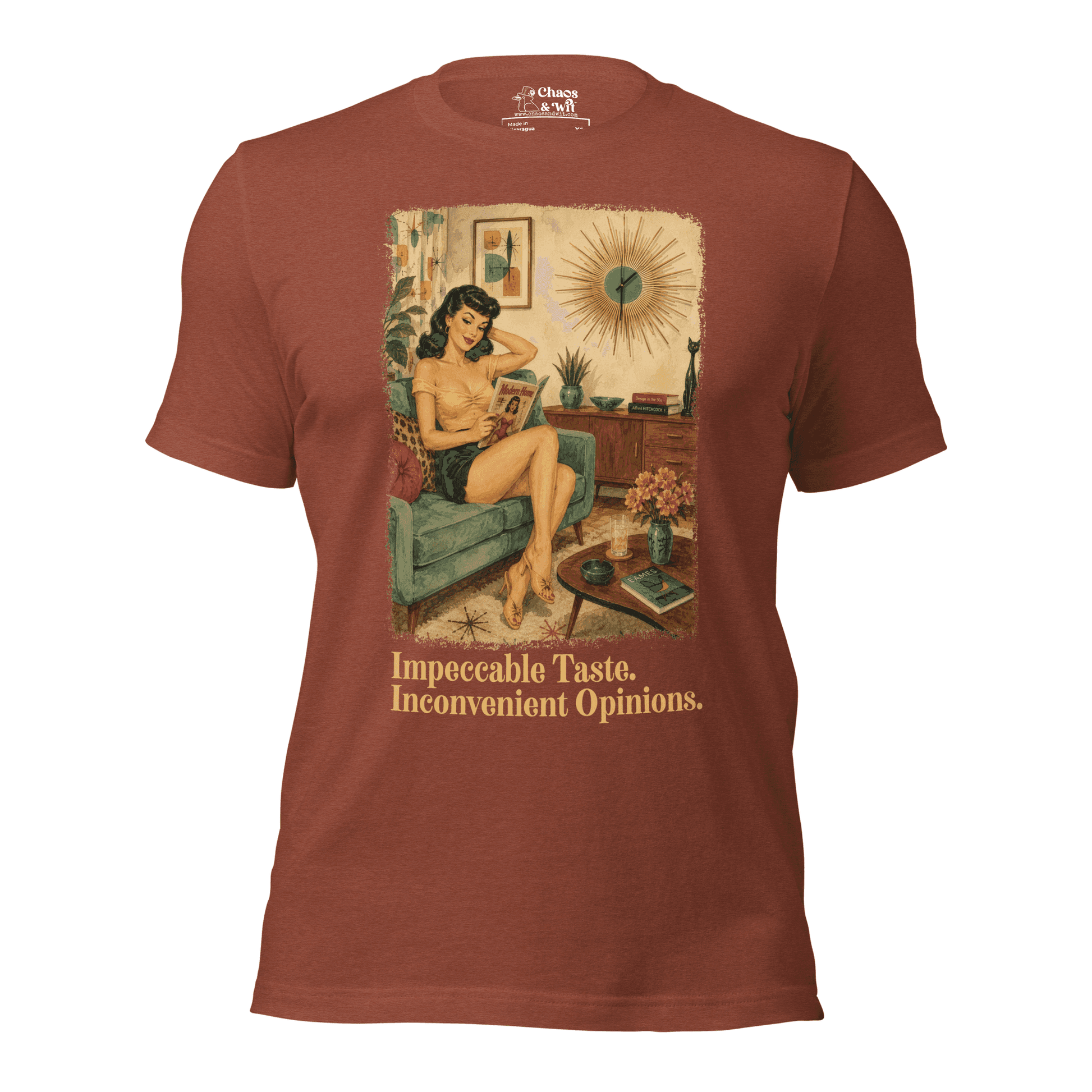 Impeccable Taste Inconvenient Opinions Tee | Funny Mid Century Modern Shirt | Retro Unisex T - Shirt | Chaos & Wit - T - SHIRT - Chaos & Wit