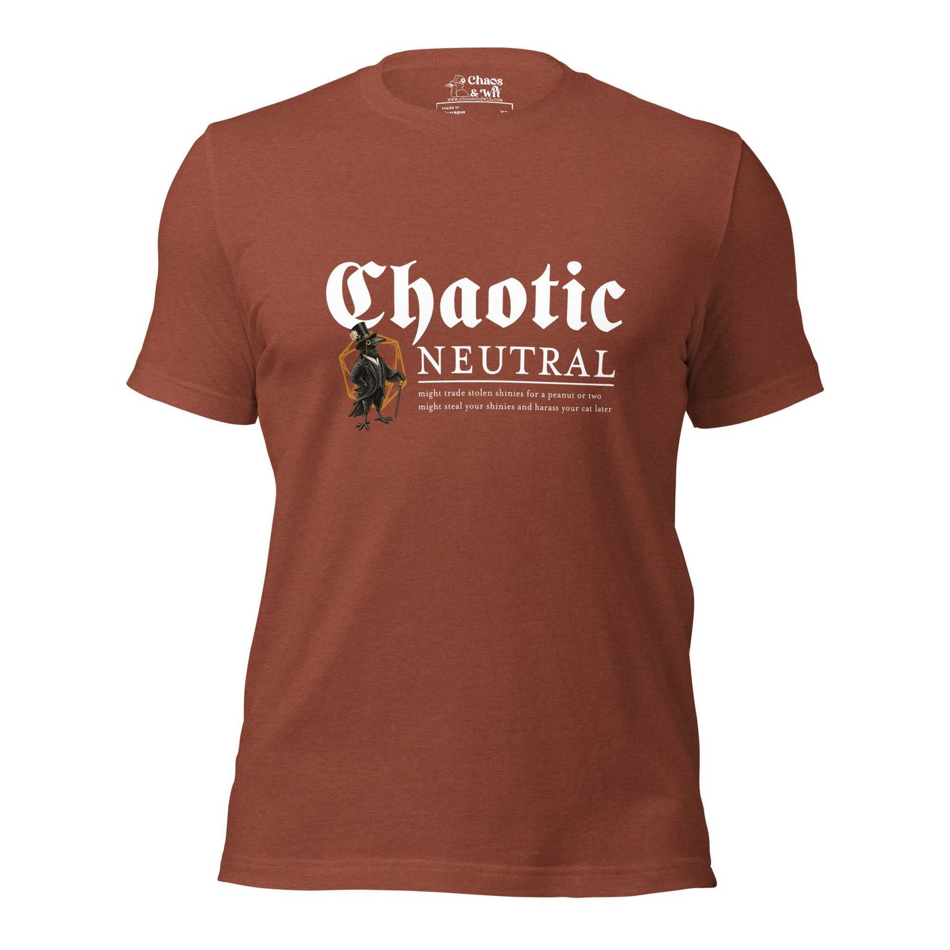 Chaotic Neutral Crow Tee | Funny DnD Shirt | Gothic Unisex T - Shirt | Chaos & Wit - T - SHIRT - Chaos & Wit