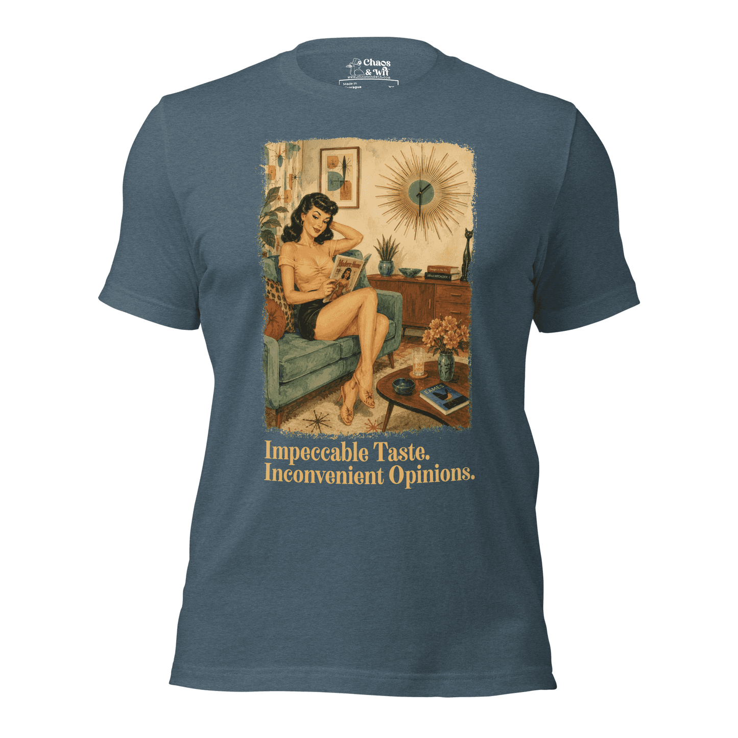 Impeccable Taste Inconvenient Opinions Tee | Funny Mid Century Modern Shirt | Retro Unisex T - Shirt | Chaos & Wit - T - SHIRT - Chaos & Wit