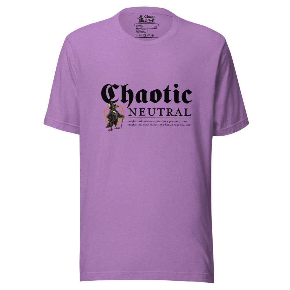 Chaotic Neutral Crow Tee | Funny DnD Shirt | Gothic Unisex T - Shirt | Chaos & Wit - T - SHIRT - Chaos & Wit