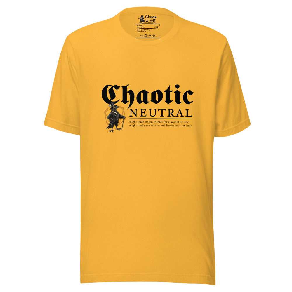 Chaotic Neutral Crow Tee | Funny DnD Shirt | Gothic Unisex T - Shirt | Chaos & Wit - T - SHIRT - Chaos & Wit