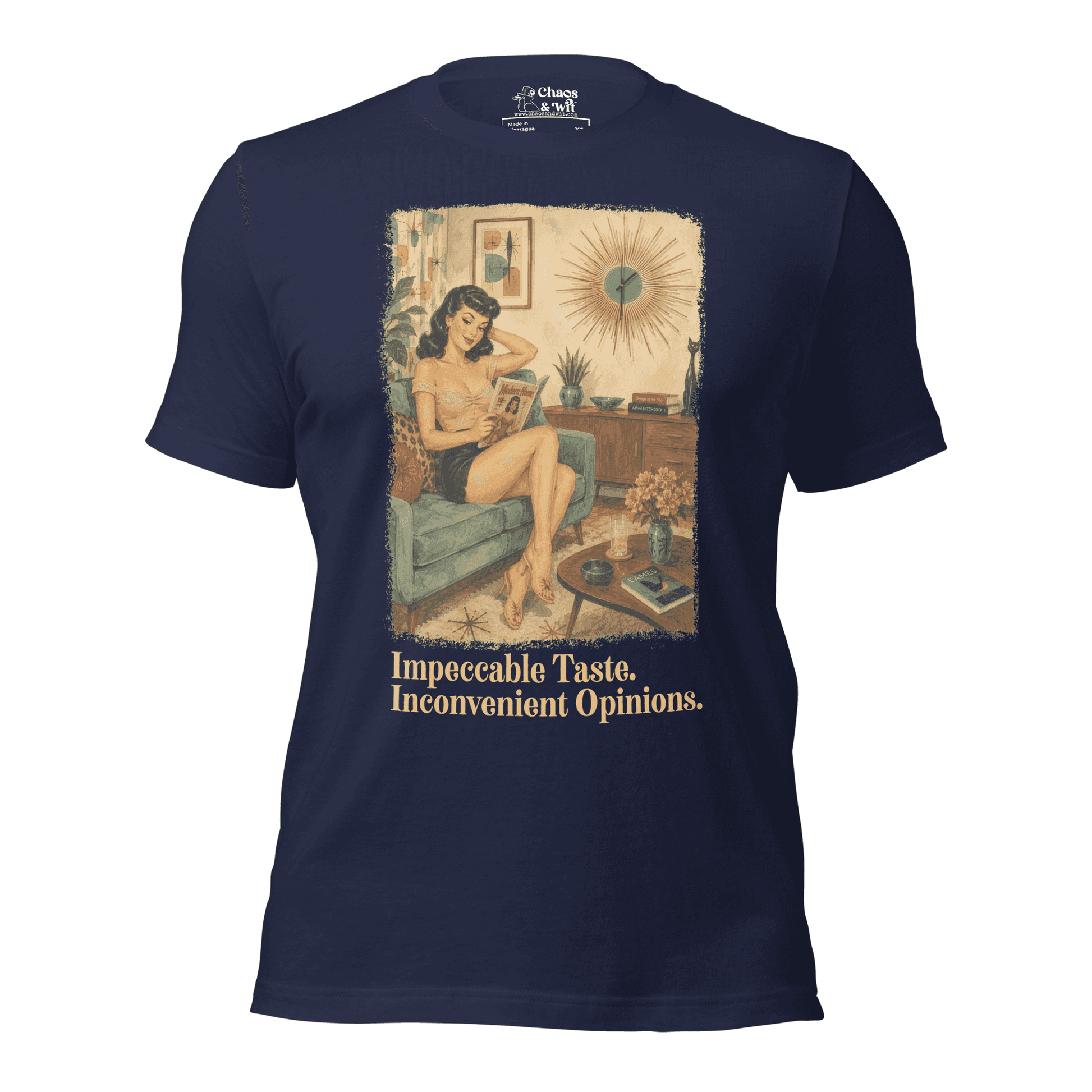 Impeccable Taste Inconvenient Opinions Tee | Funny Mid Century Modern Shirt | Retro Unisex T - Shirt | Chaos & Wit - T - SHIRT - Chaos & Wit
