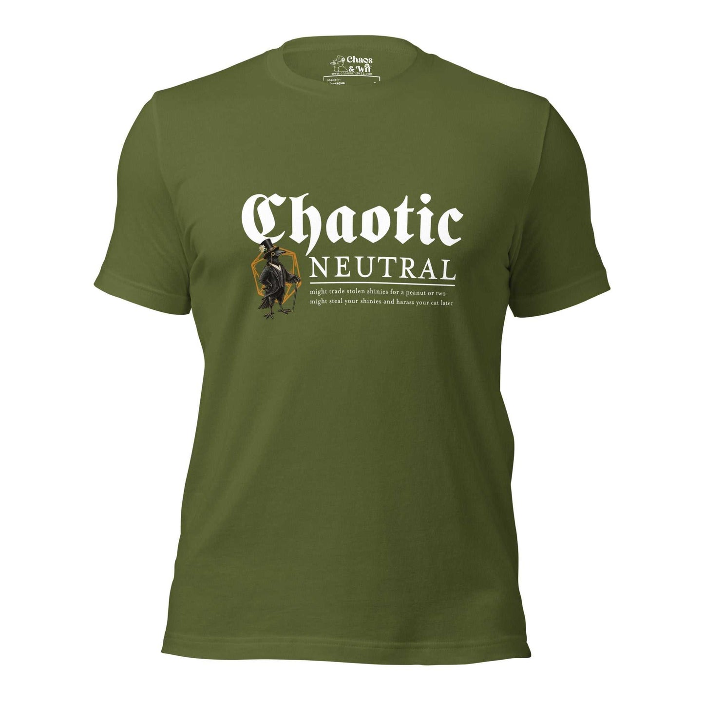 Chaotic Neutral Crow Tee | Funny DnD Shirt | Gothic Unisex T - Shirt | Chaos & Wit - T - SHIRT - Chaos & Wit