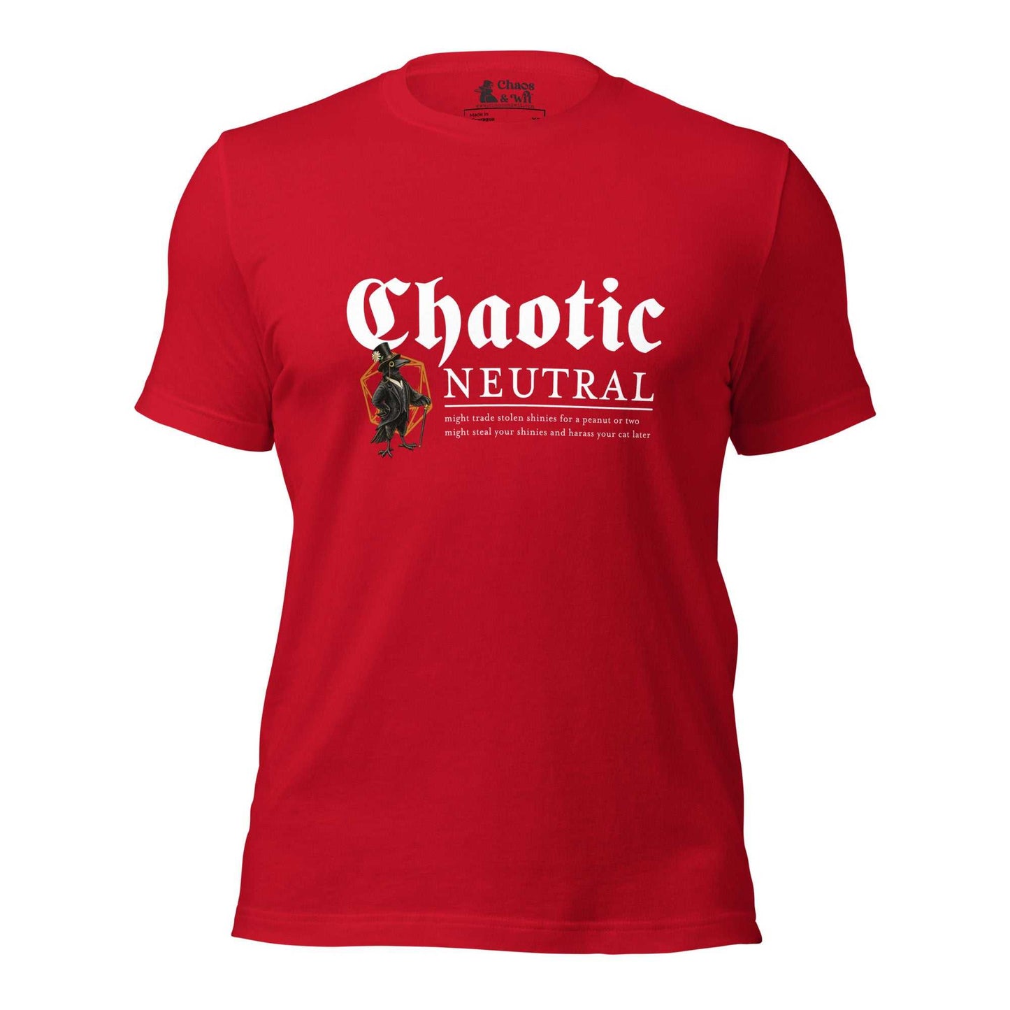 Chaotic Neutral Crow Tee | Funny DnD Shirt | Gothic Unisex T - Shirt | Chaos & Wit - T - SHIRT - Chaos & Wit